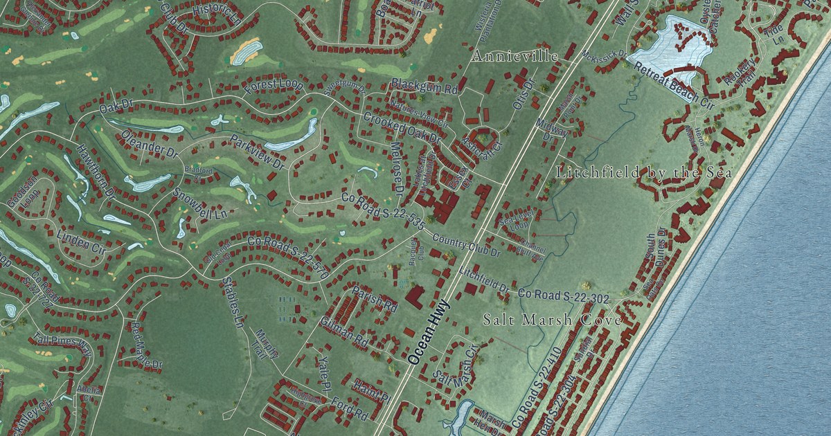 Map of Litchfield Beach, South Carolina in 2026