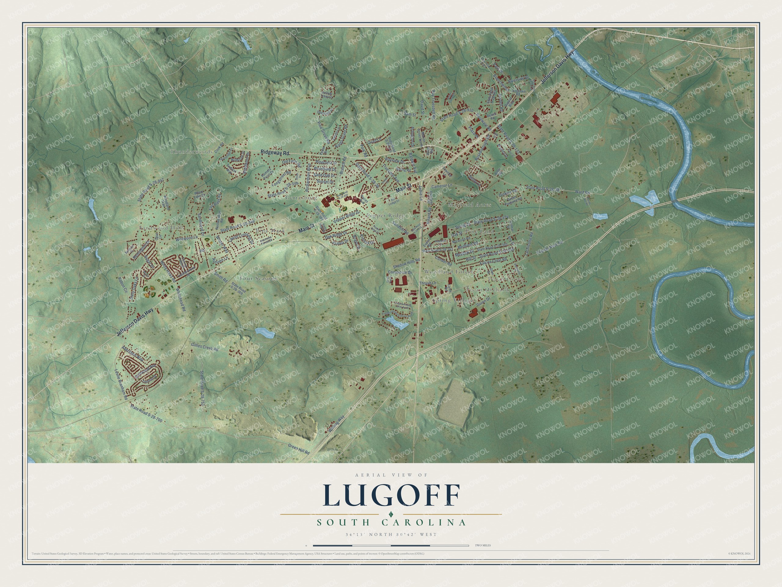 Watermarked full-map preview of Lugoff, South Carolina