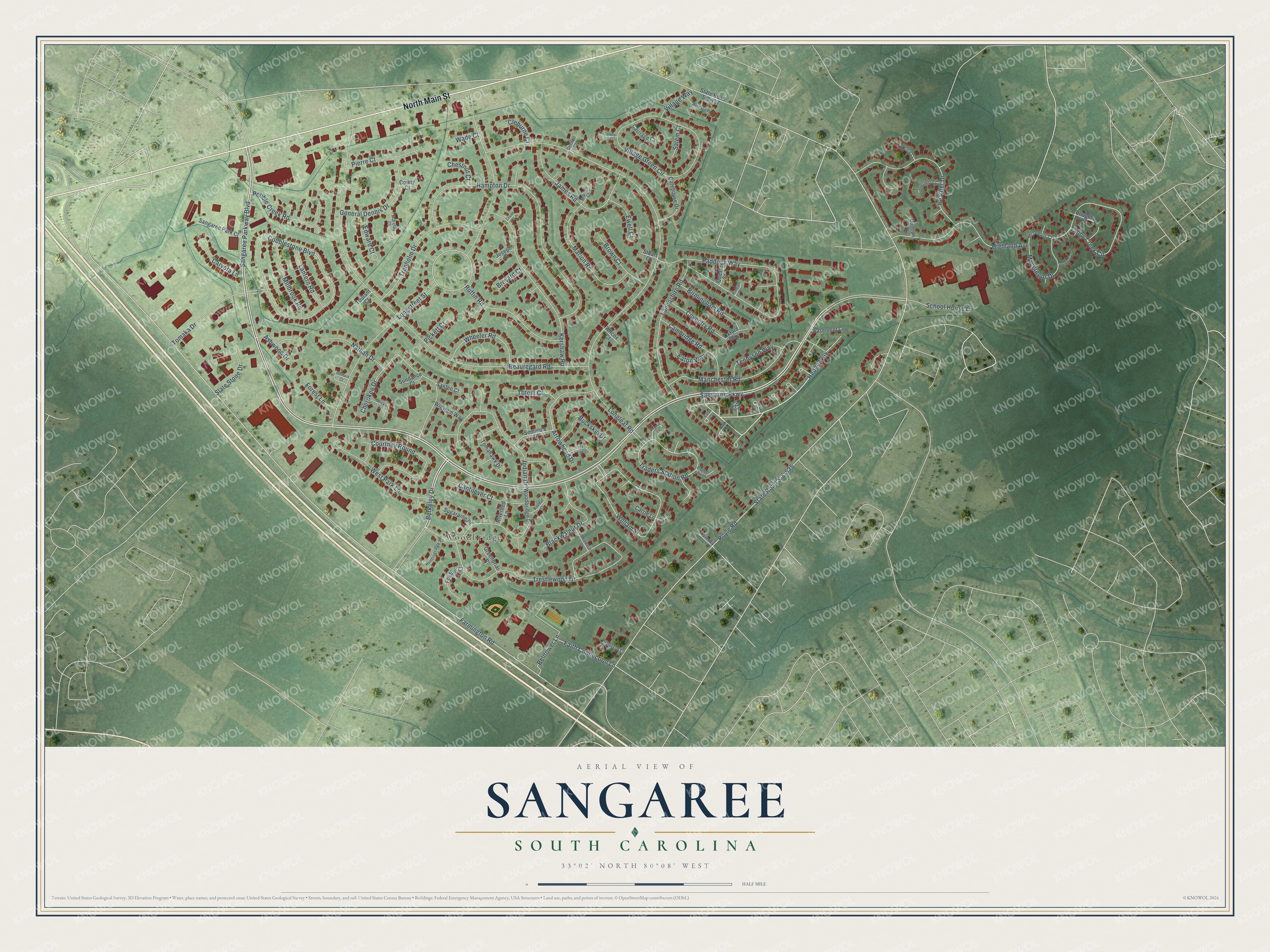 Watermarked full-map preview of Sangaree, South Carolina