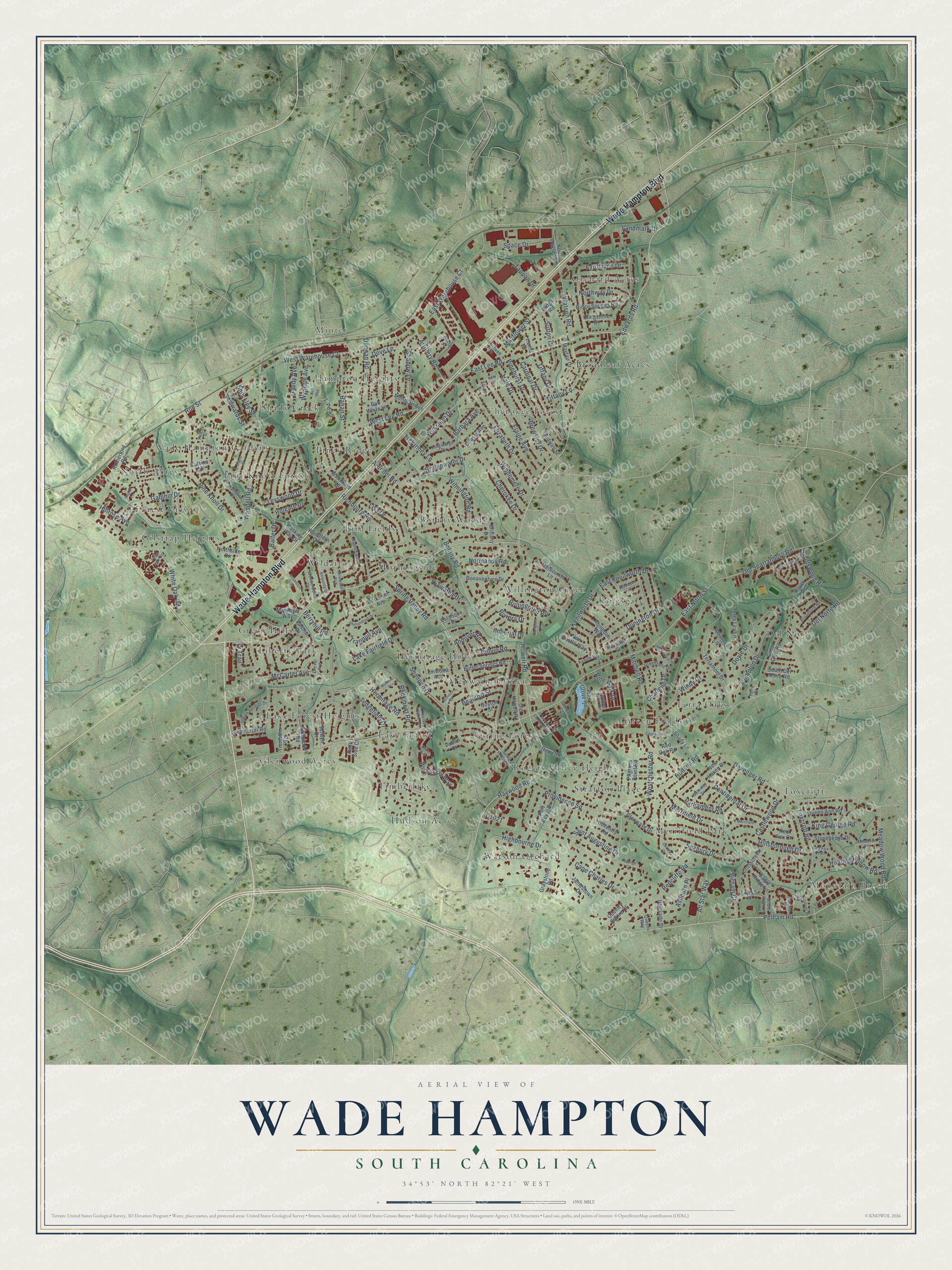 Watermarked full-map preview of Wade Hampton, South Carolina
