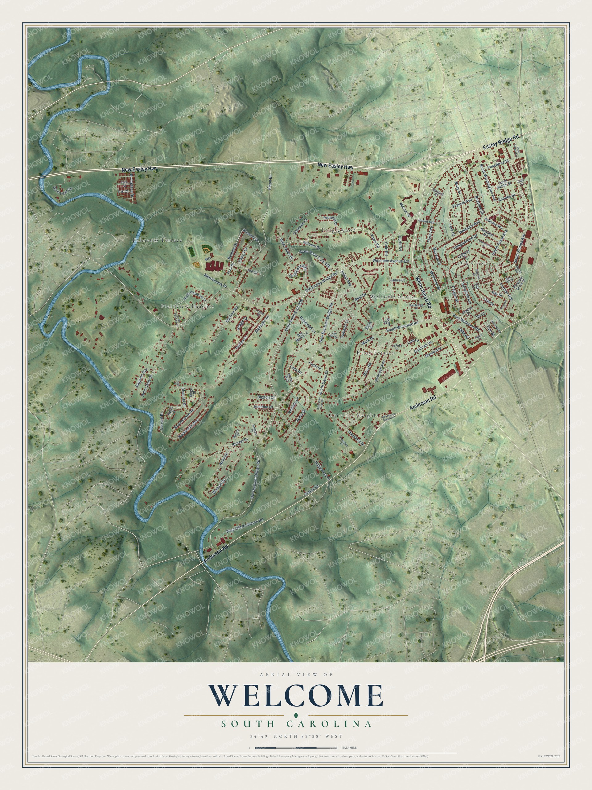 Watermarked full-map preview of Welcome, South Carolina