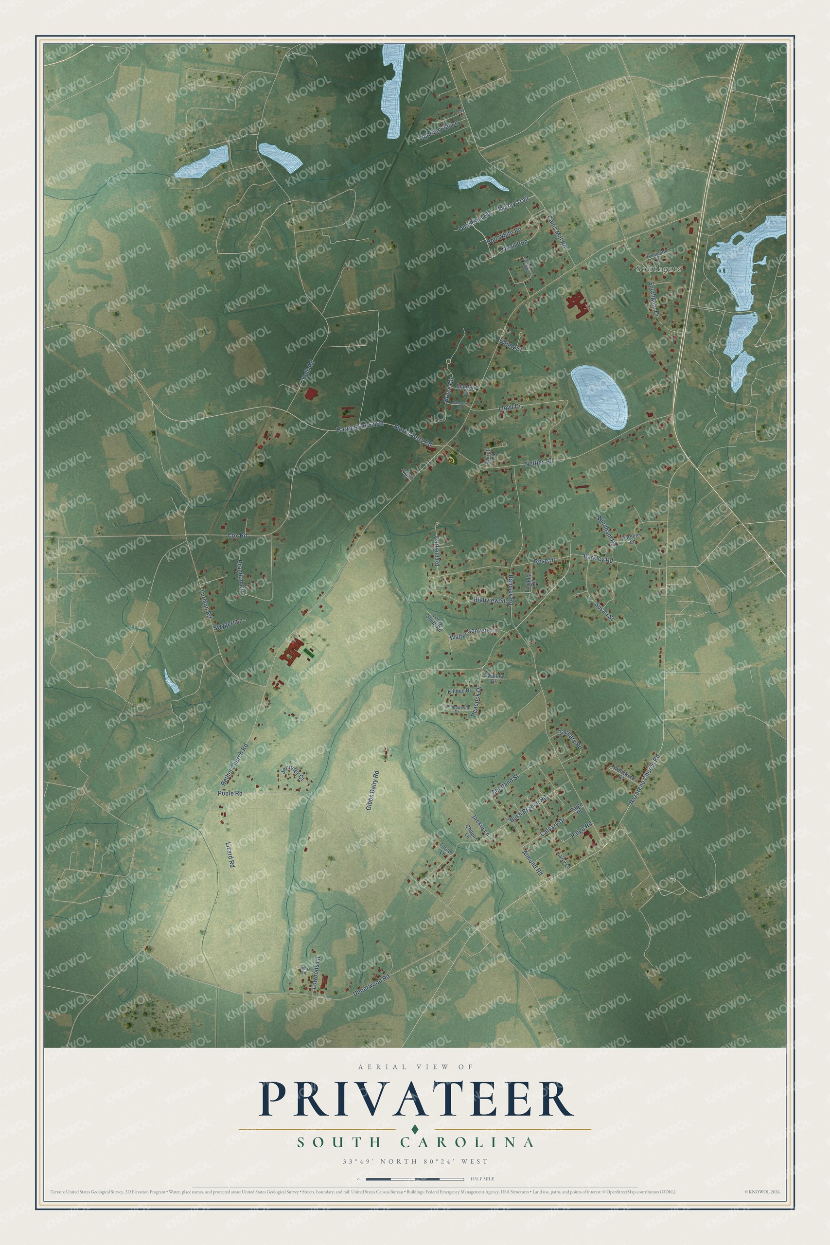 Watermarked full-map preview of Privateer, South Carolina