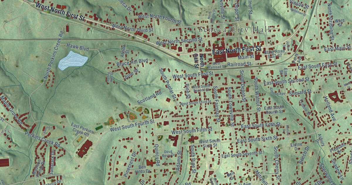 Map of Seneca, South Carolina in 2026