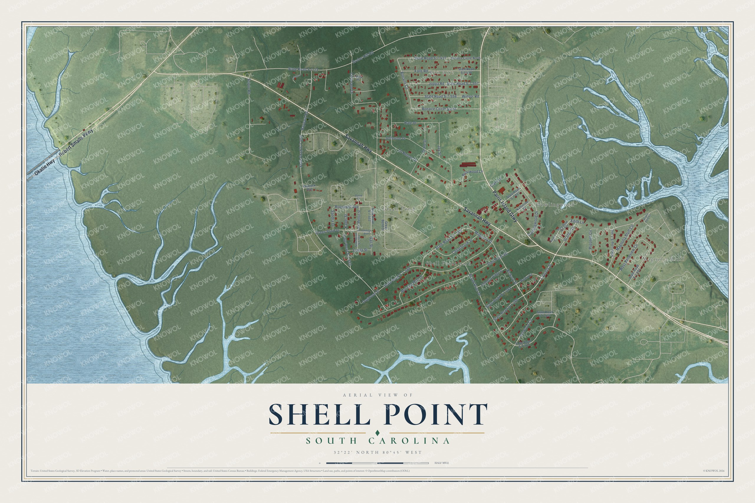 Watermarked full-map preview of Shell Point, South Carolina