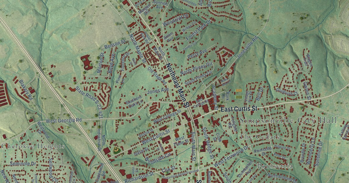 Map of Simpsonville, South Carolina in 2026