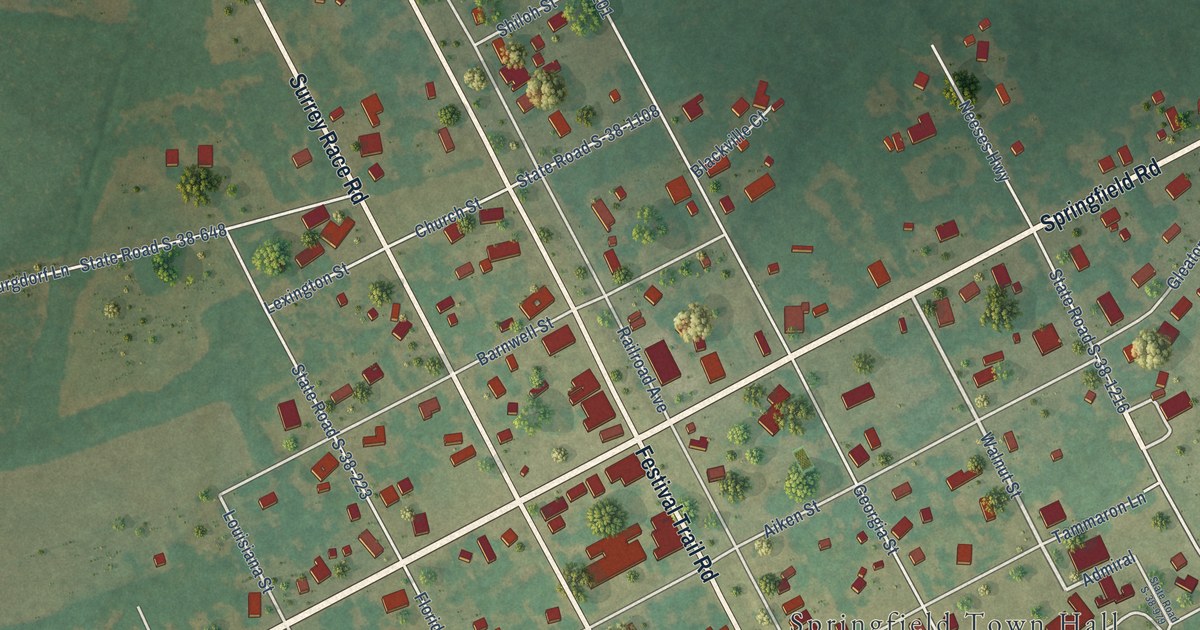 Map of Springfield, South Carolina in 2026