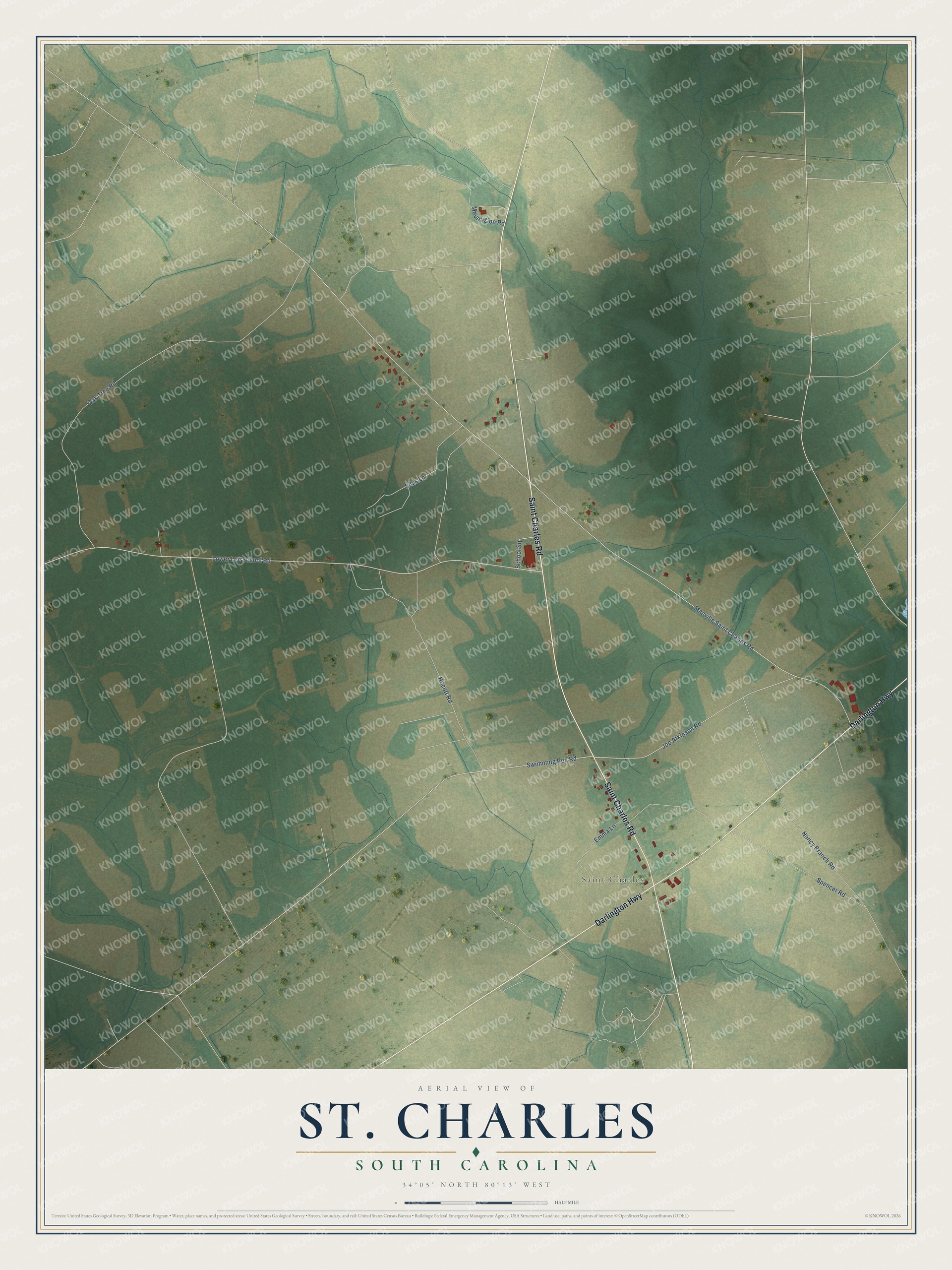 Watermarked full-map preview of St. Charles, South Carolina