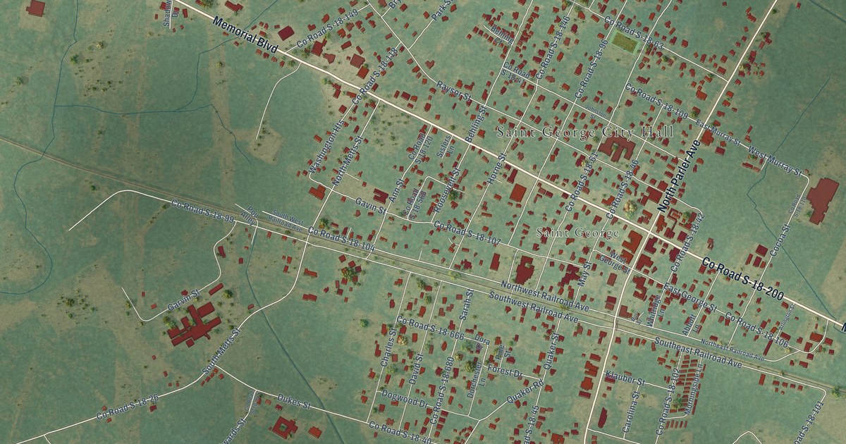 Map of St. George, South Carolina in 2026