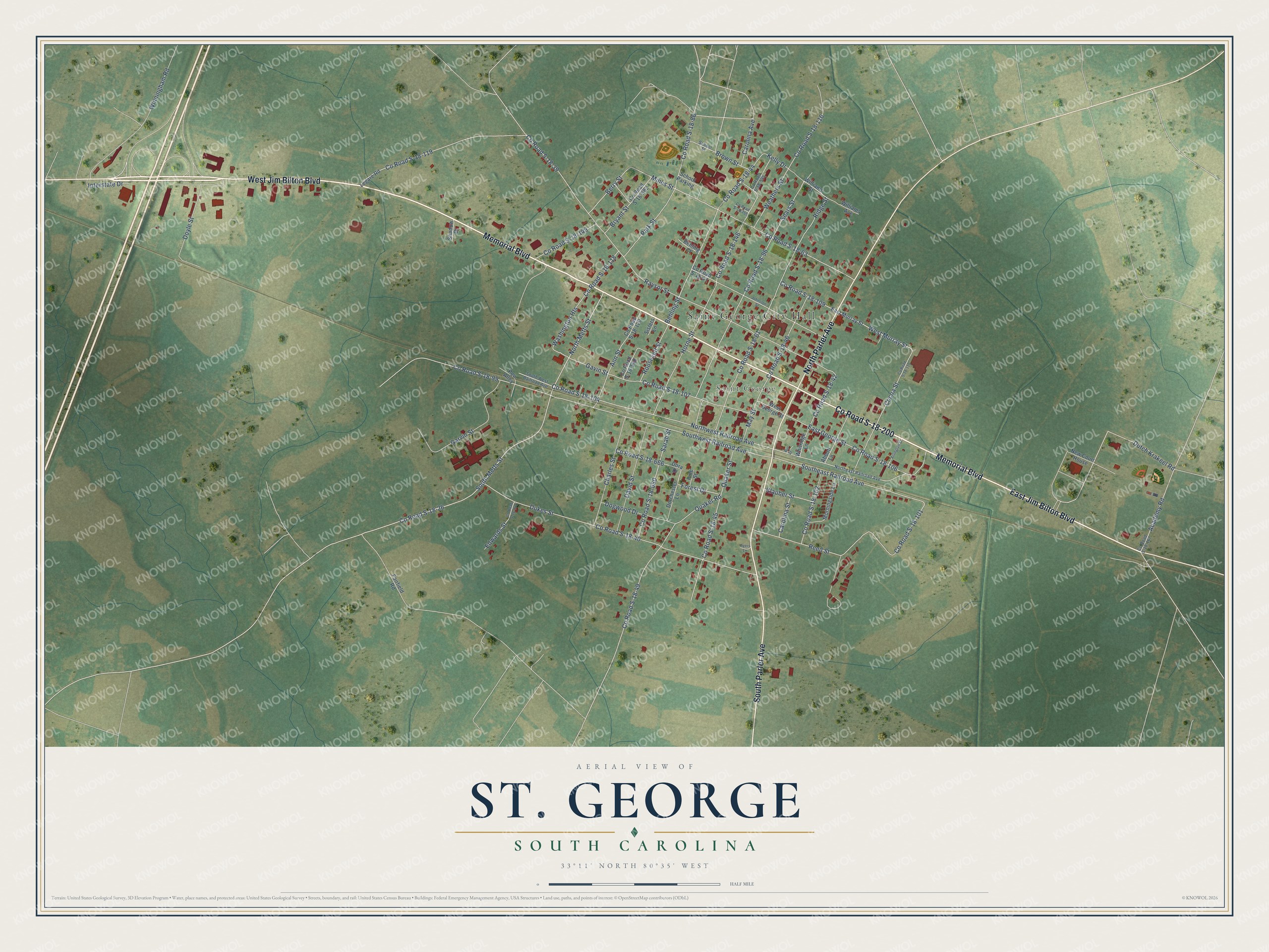 Watermarked full-map preview of St. George, South Carolina