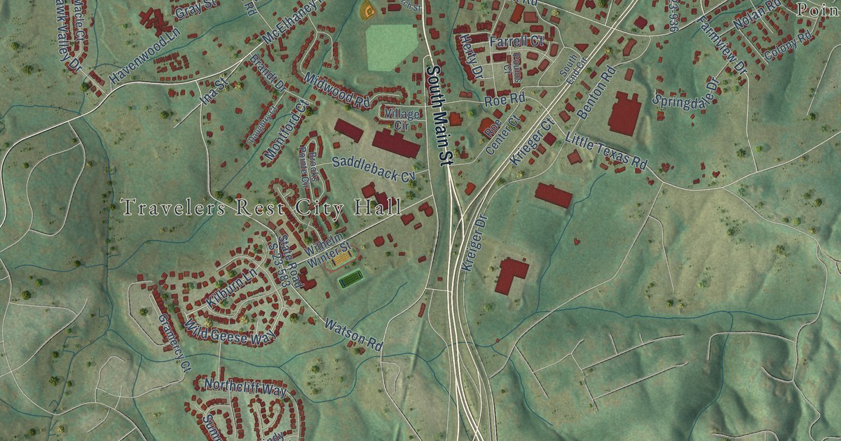 Map of Travelers Rest, South Carolina in 2026