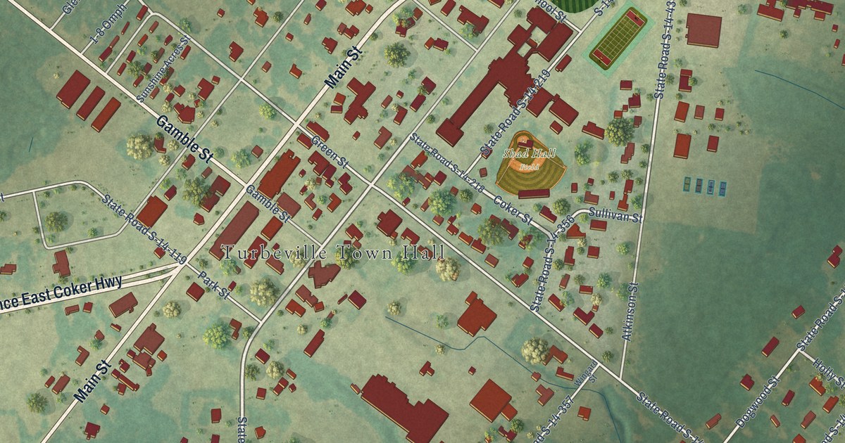 Map of Turbeville, South Carolina in 2026