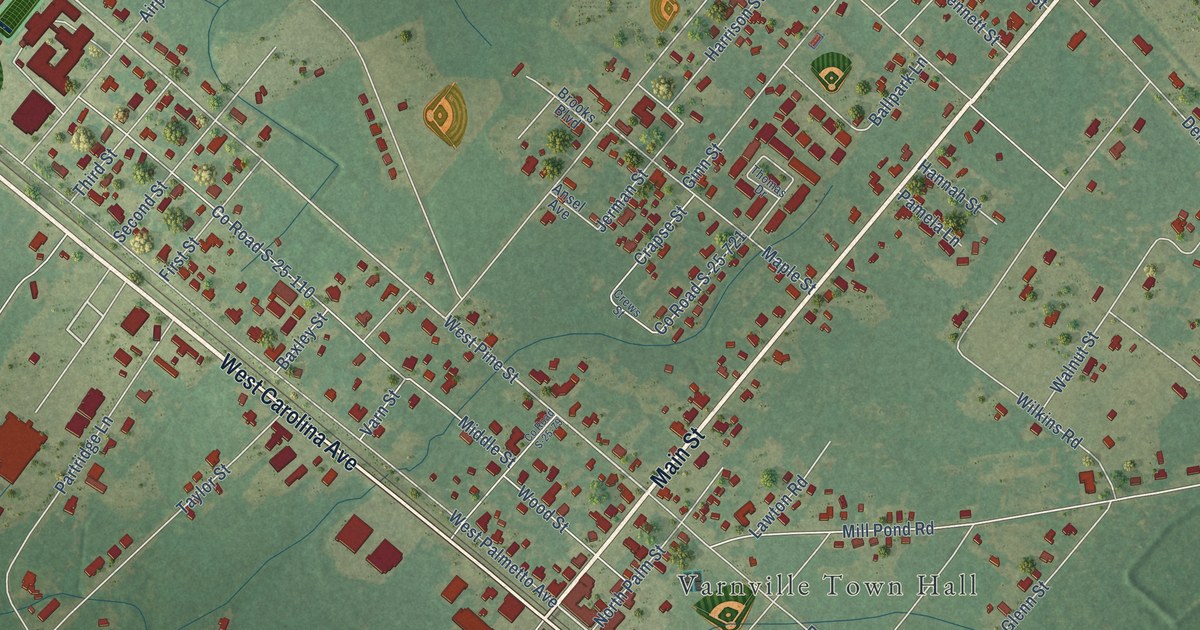 Map of Varnville, South Carolina in 2026