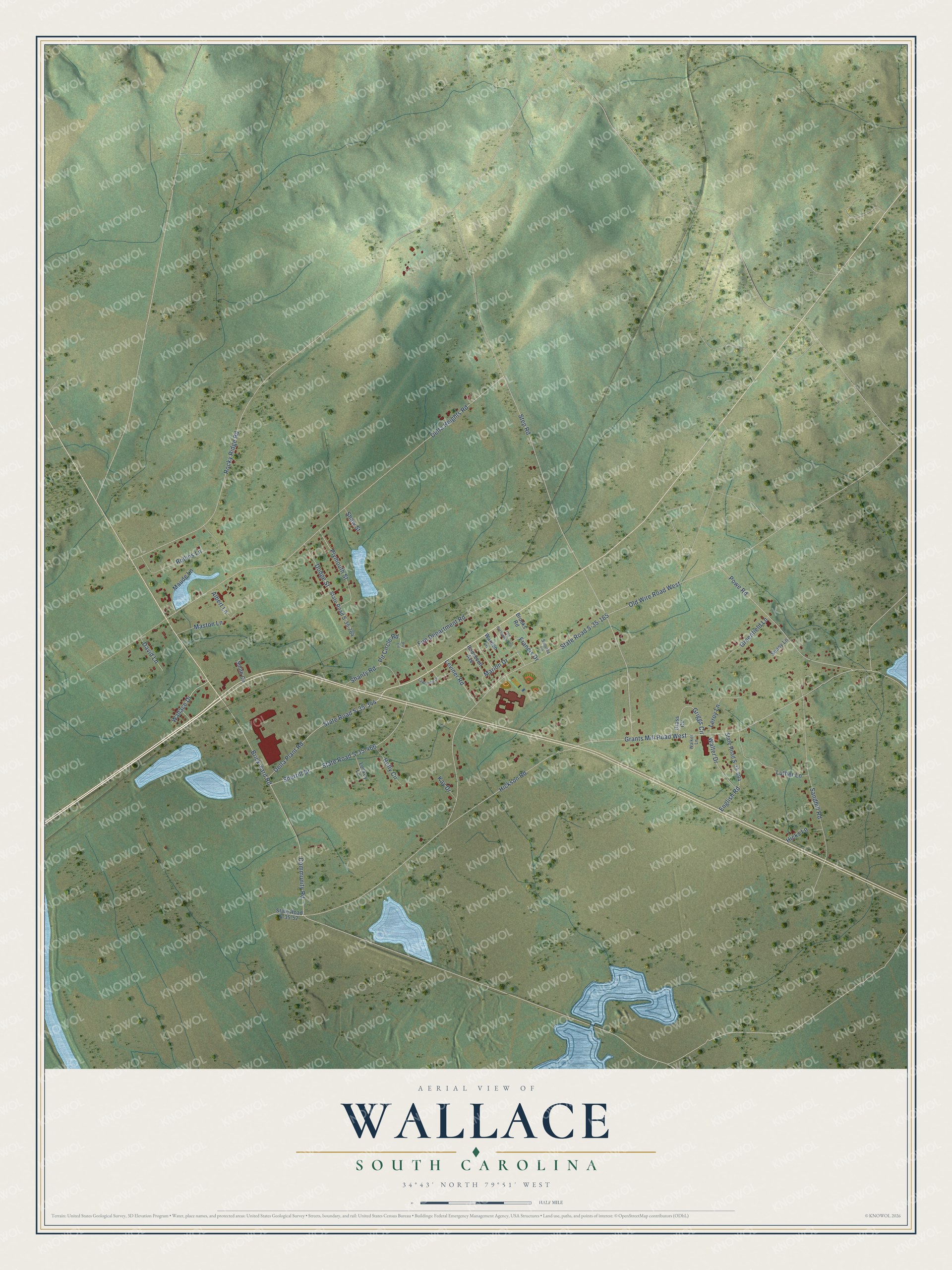 Watermarked full-map preview of Wallace, South Carolina
