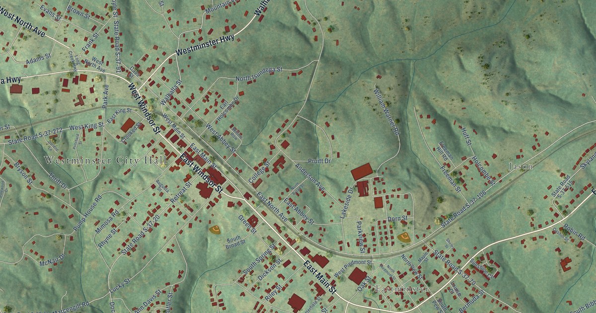 Map of Westminster, South Carolina in 2026