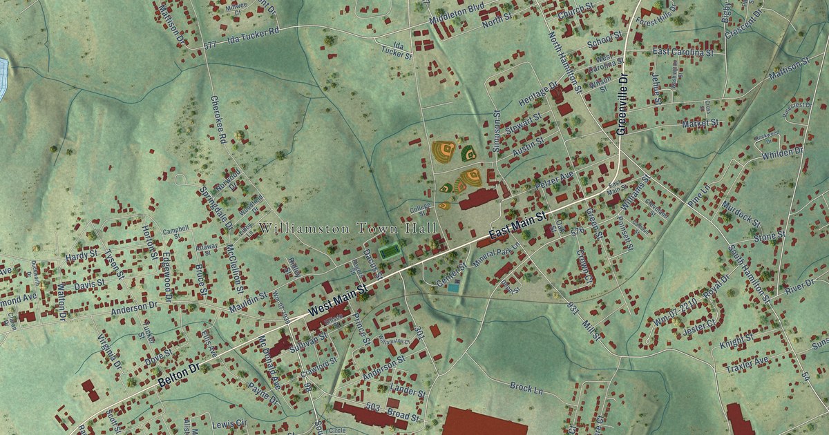 Map of Williamston, South Carolina in 2026