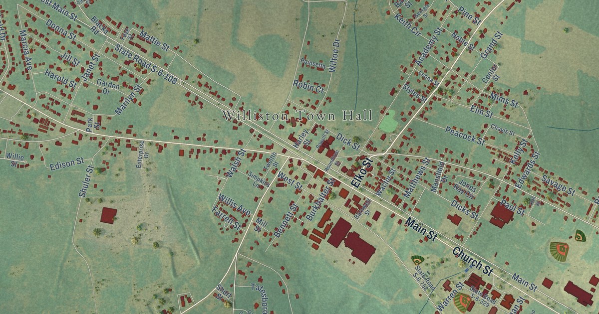 Map of Williston, South Carolina in 2026
