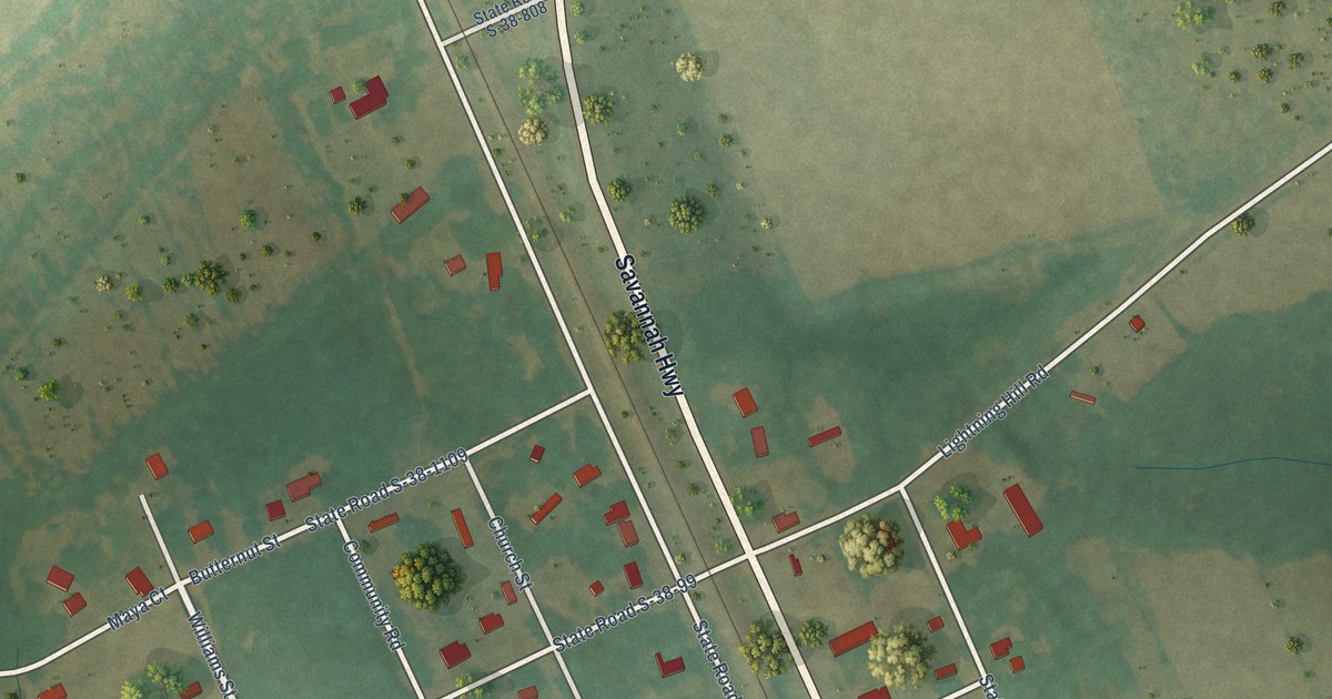 Map of Woodford, South Carolina in 2026