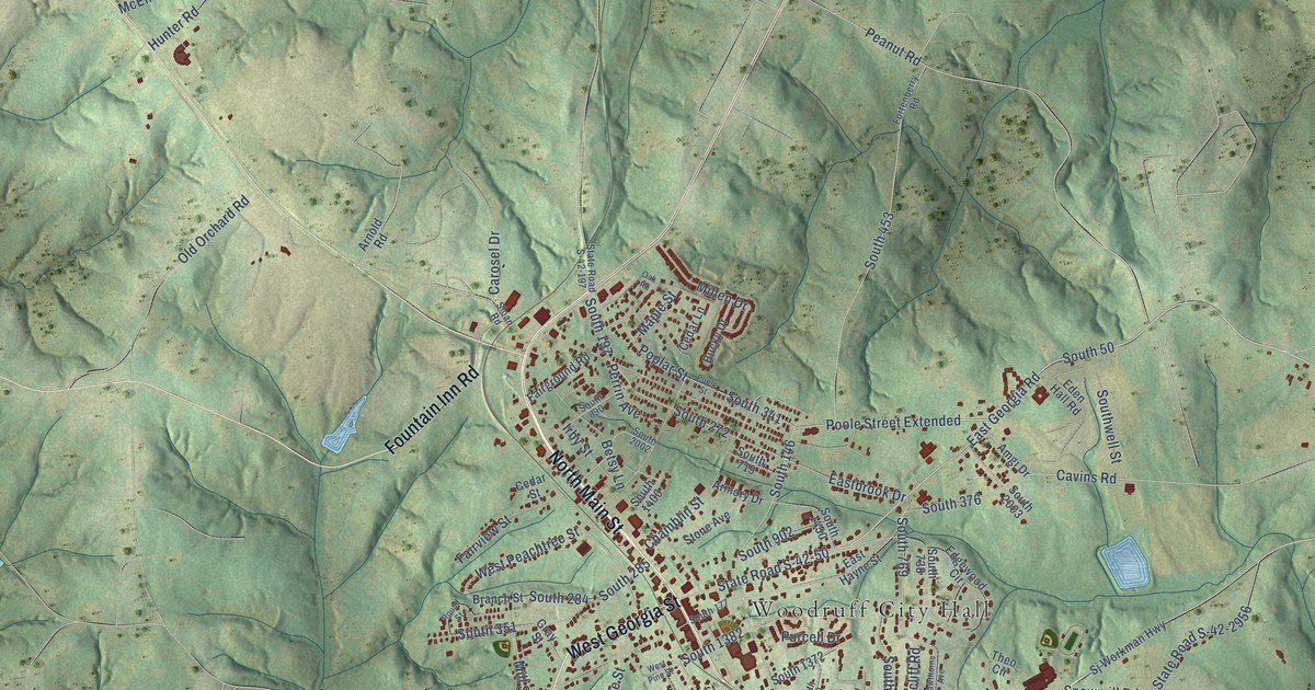 Map of Woodruff, South Carolina in 2026