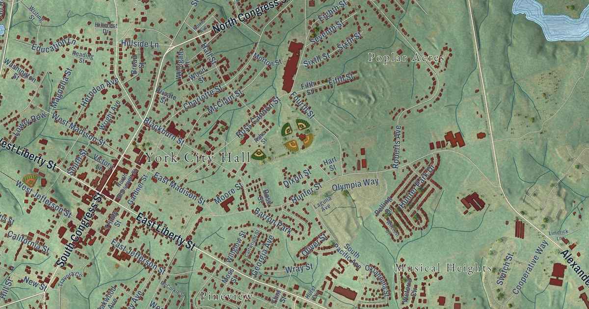 Map of York, South Carolina in 2026