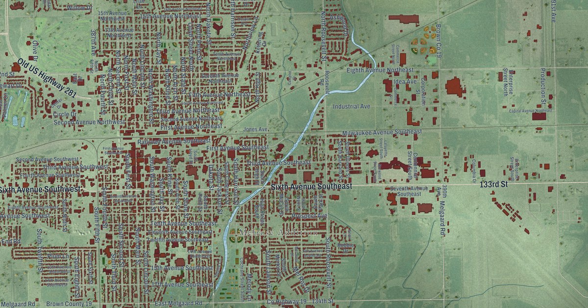 Map of Aberdeen, South Dakota in 2026
