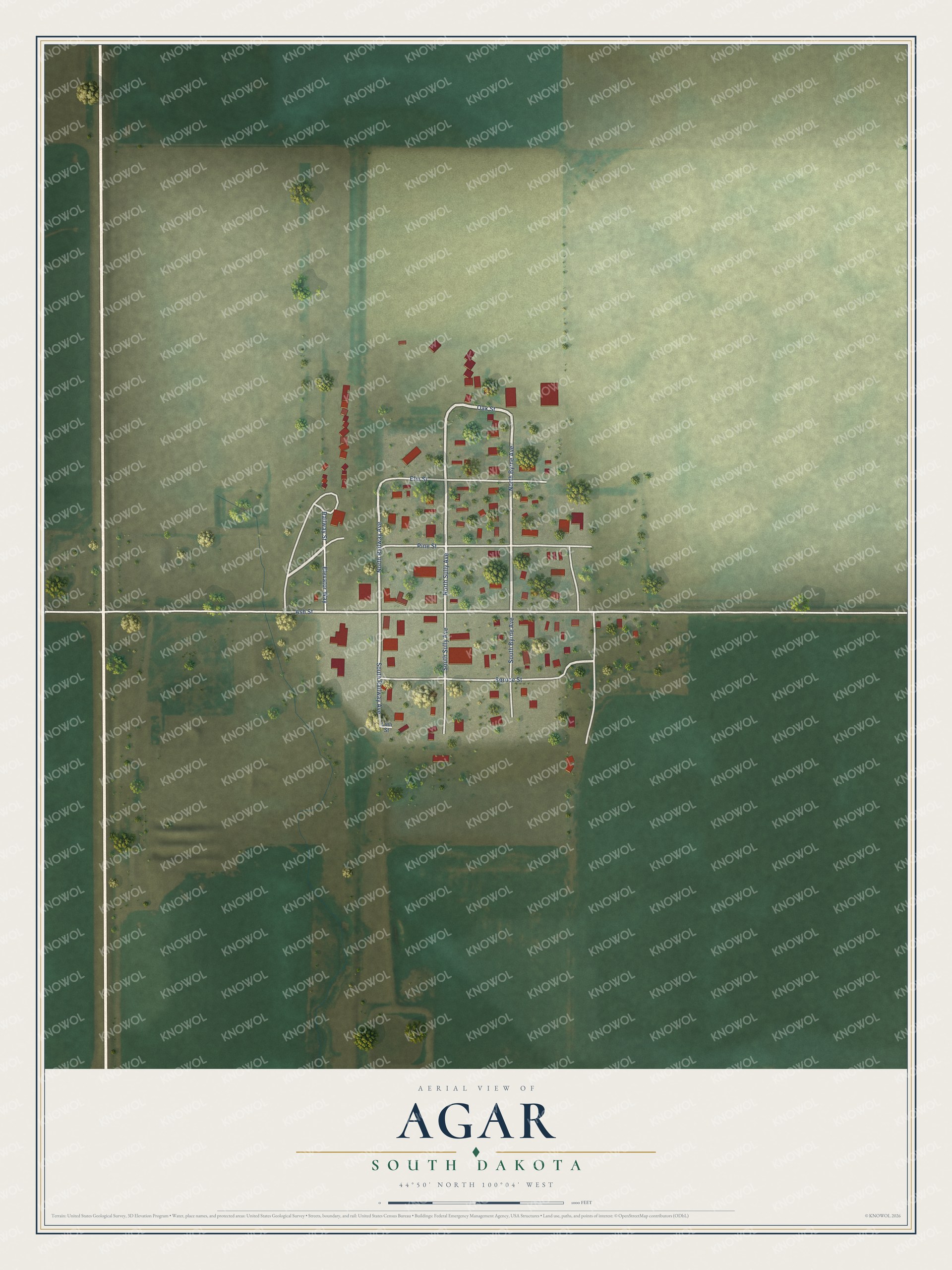 Watermarked full-map preview of Agar, South Dakota