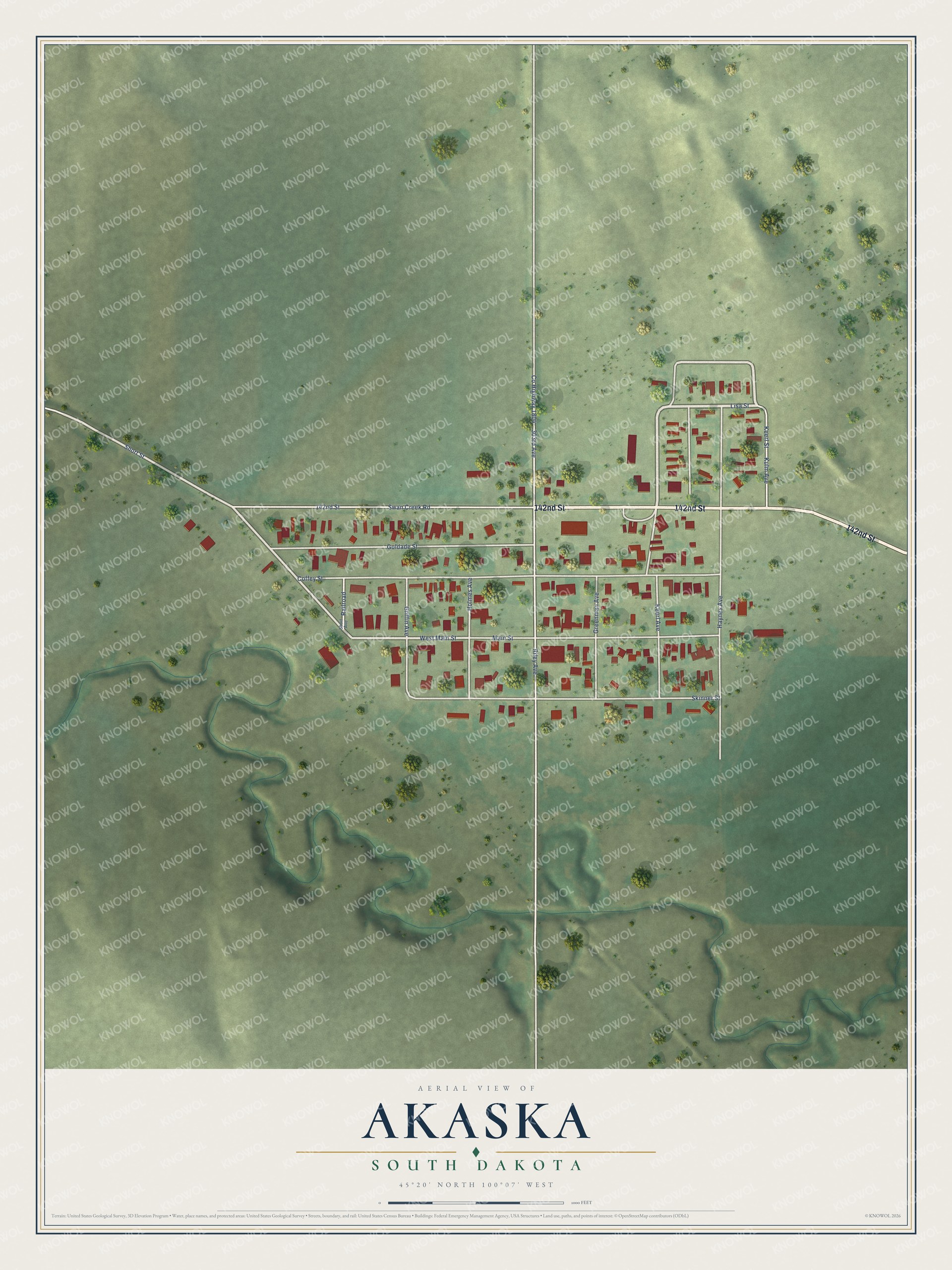 Watermarked full-map preview of Akaska, South Dakota