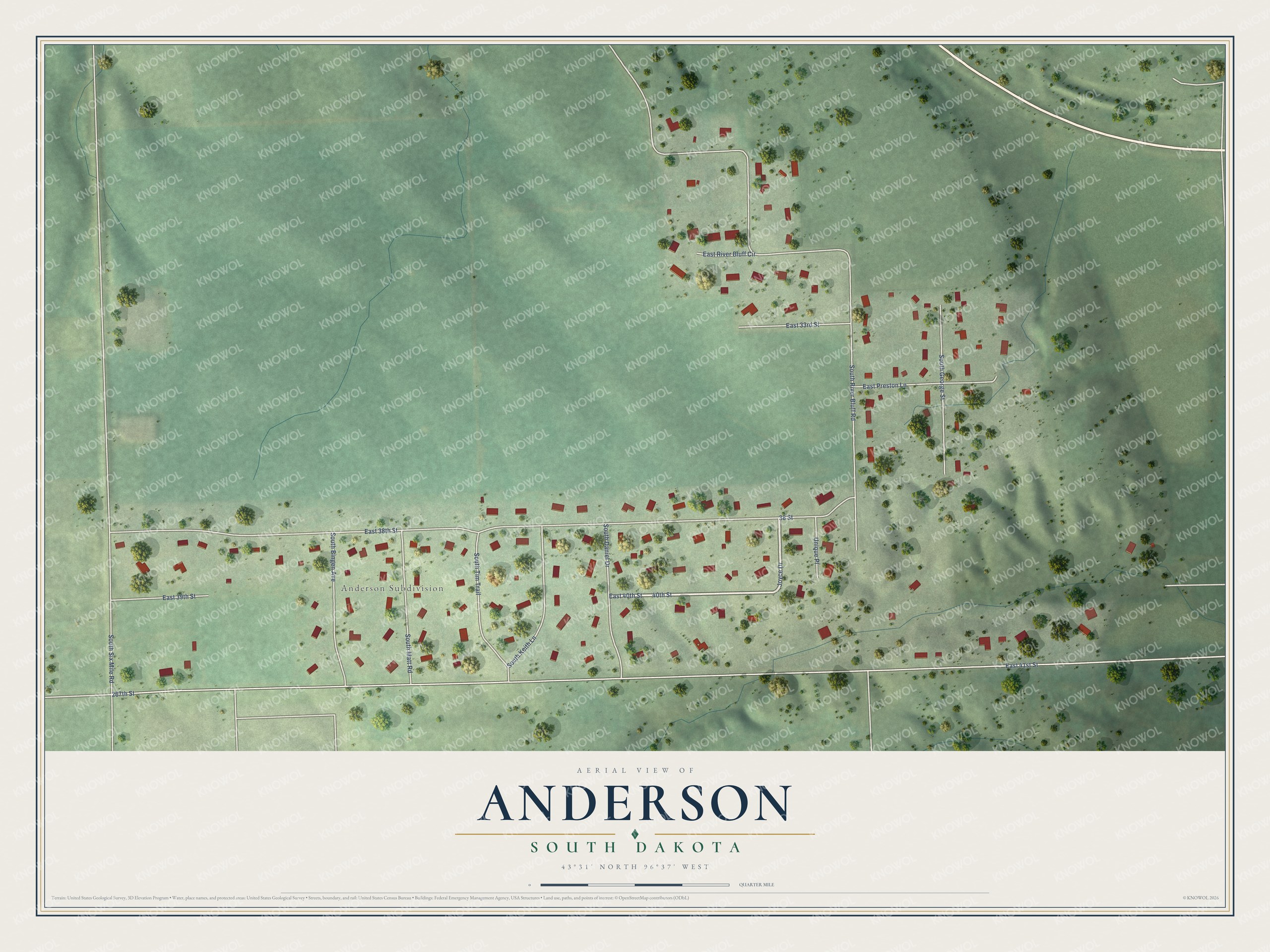 Watermarked full-map preview of Anderson, South Dakota