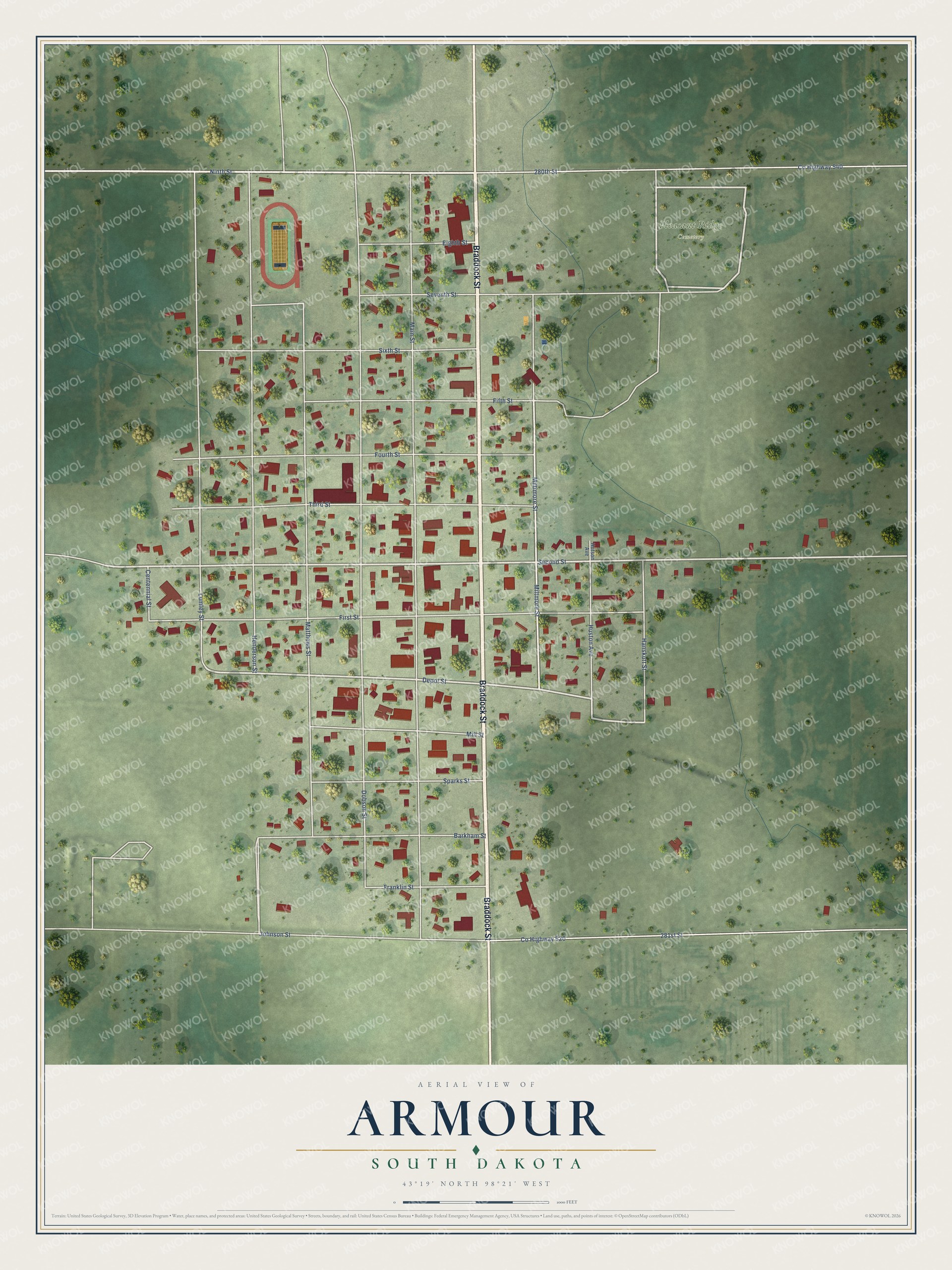 Watermarked full-map preview of Armour, South Dakota