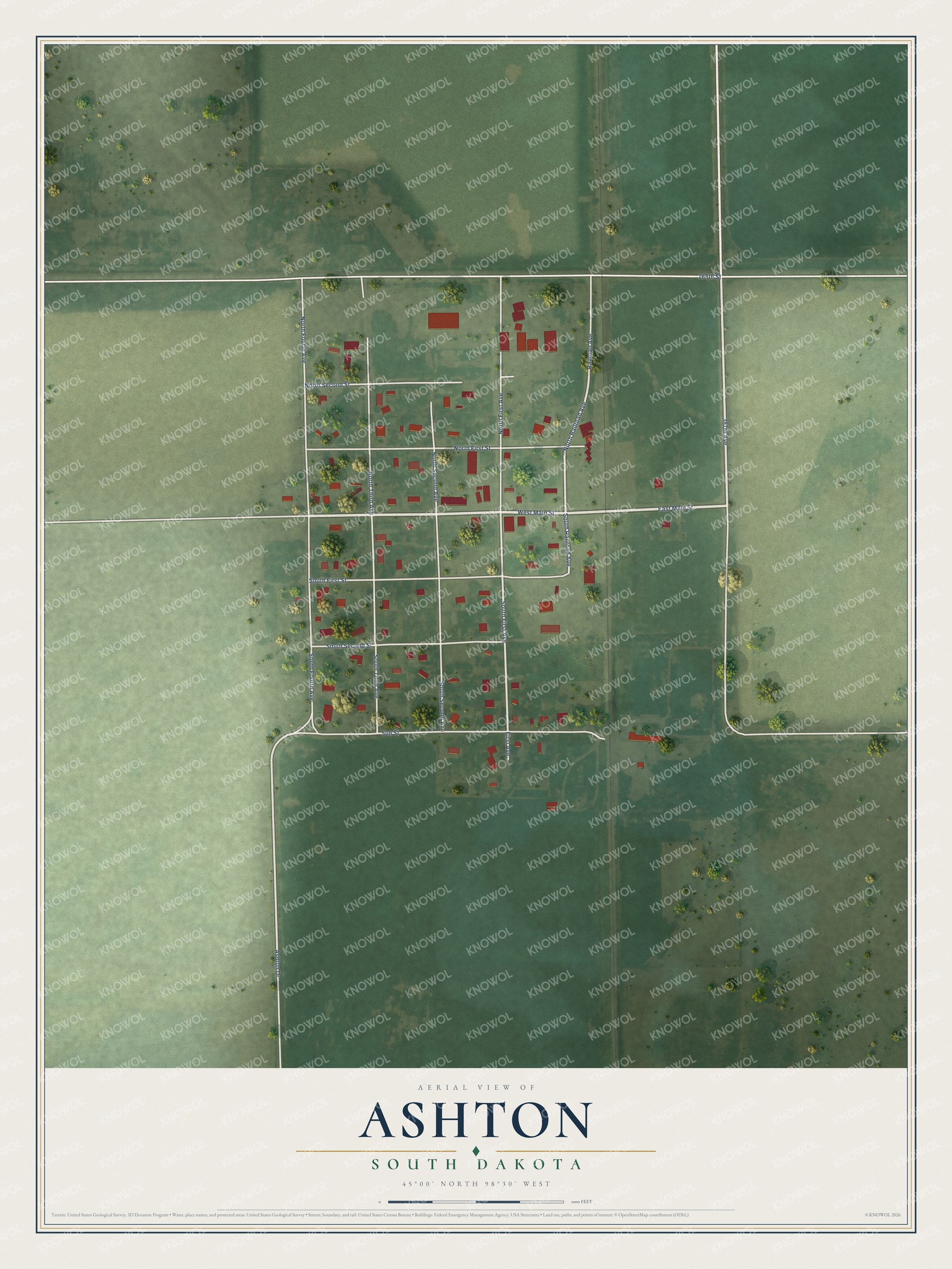 Watermarked full-map preview of Ashton, South Dakota