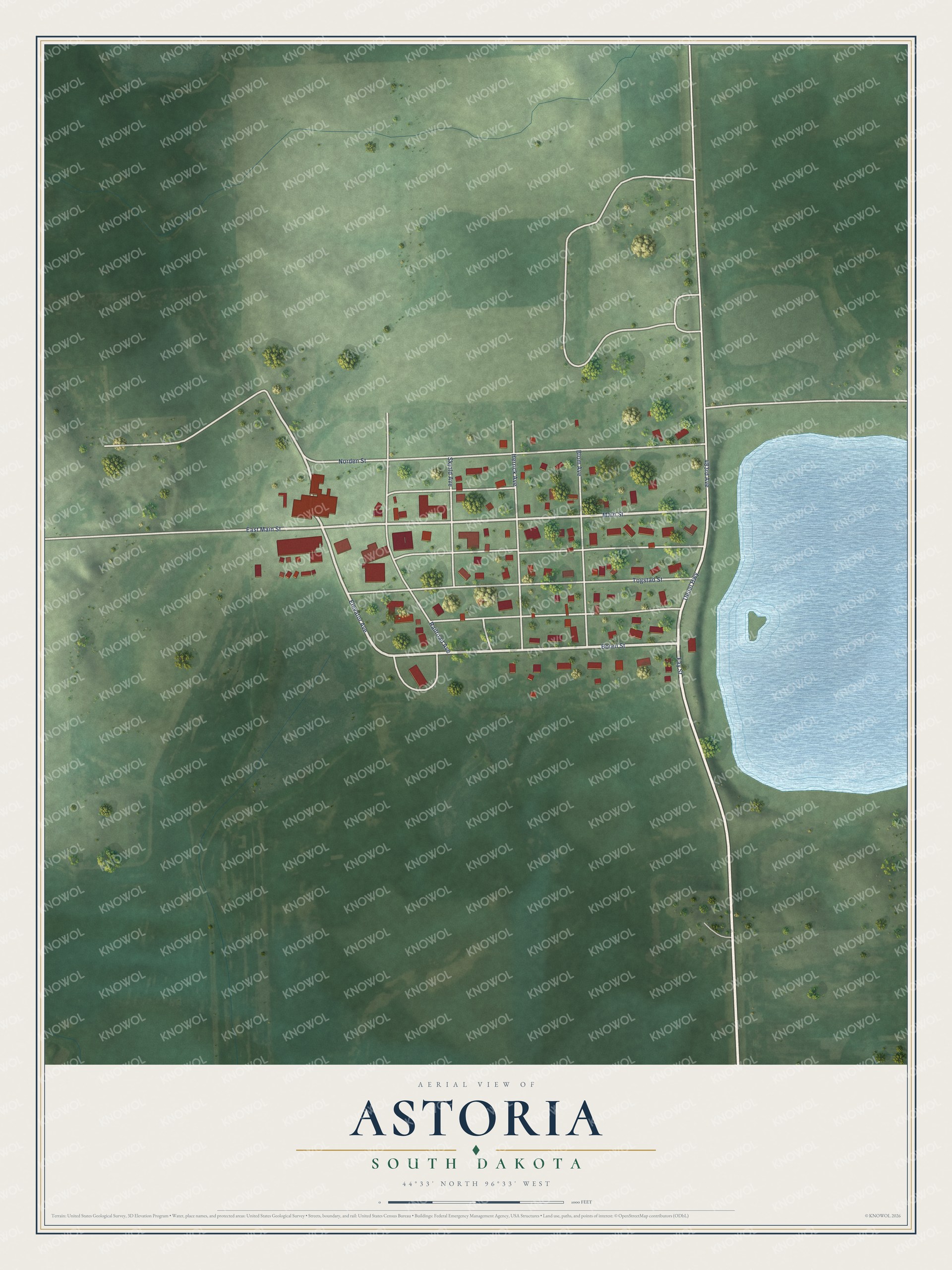 Watermarked full-map preview of Astoria, South Dakota