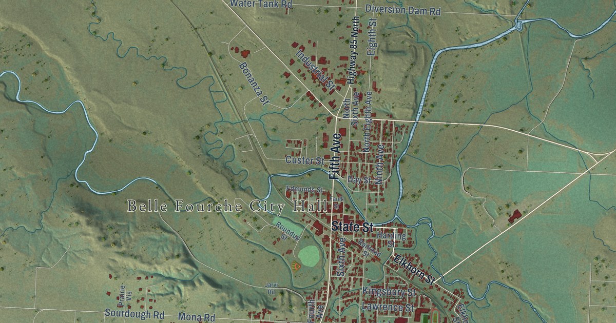 Map of Belle Fourche, South Dakota in 2026