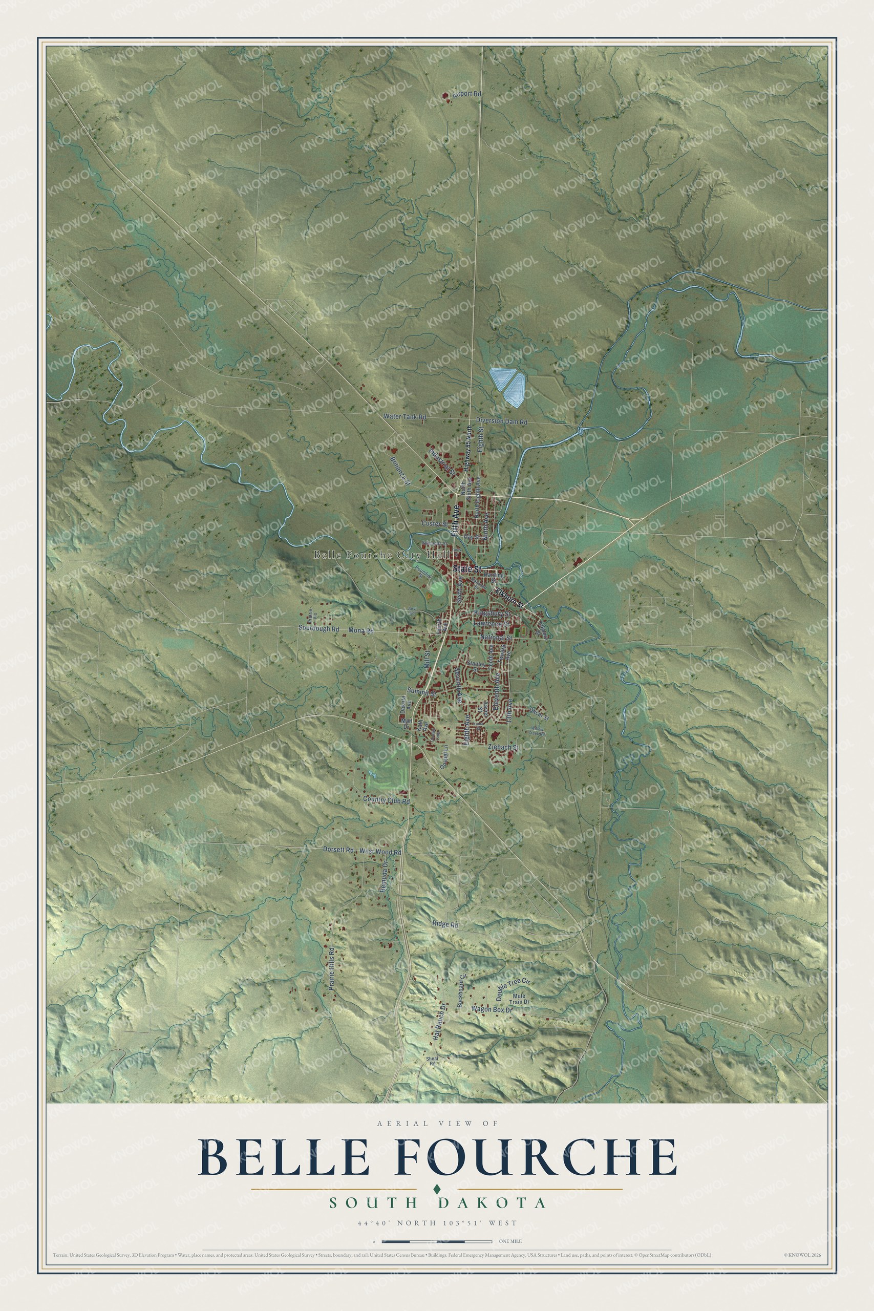 Watermarked full-map preview of Belle Fourche, South Dakota