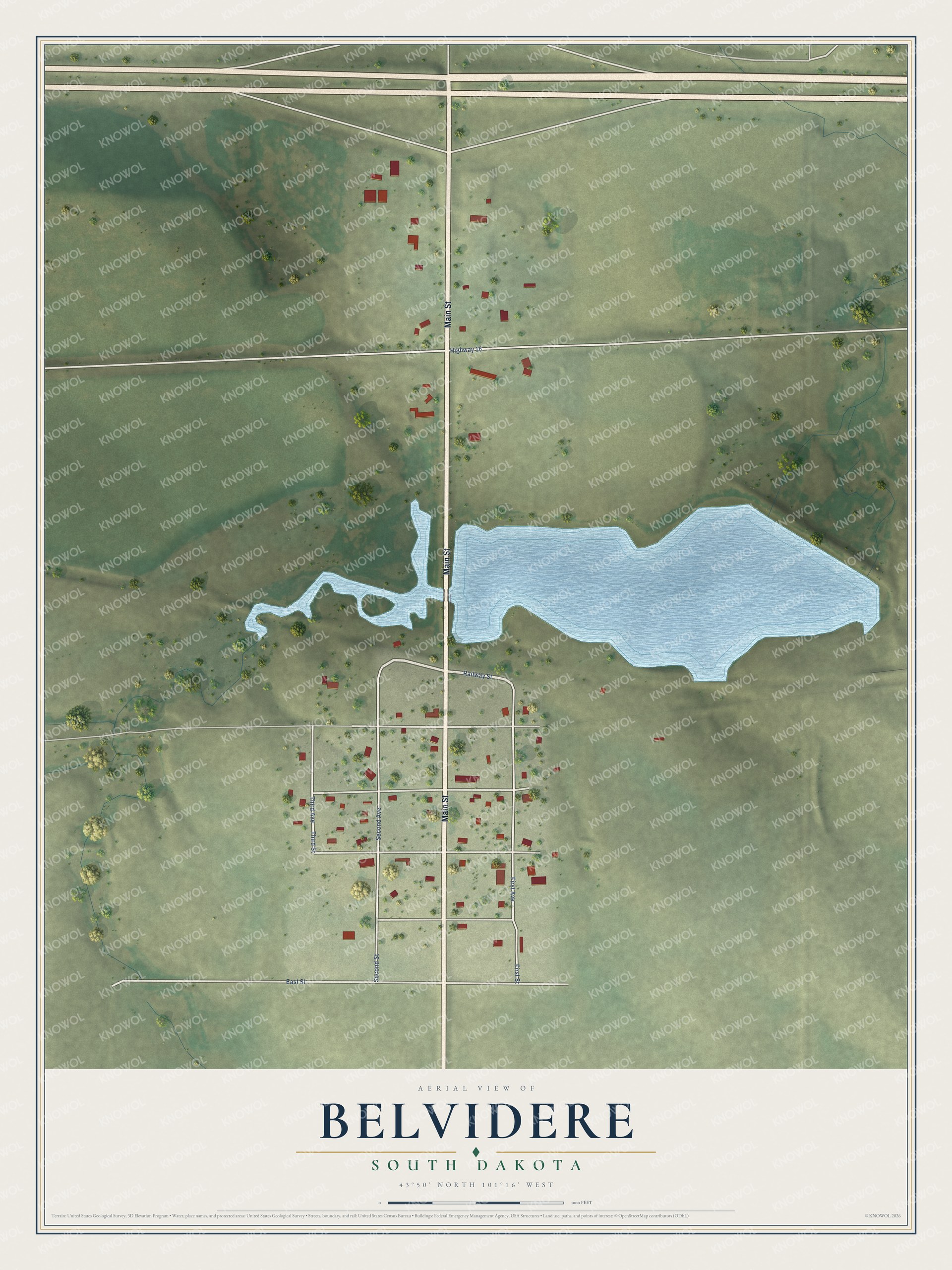 Watermarked full-map preview of Belvidere, South Dakota