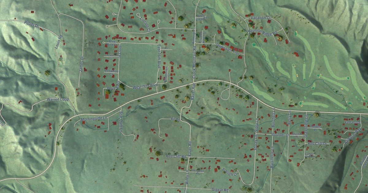 Map of Boulder Canyon, South Dakota in 2026