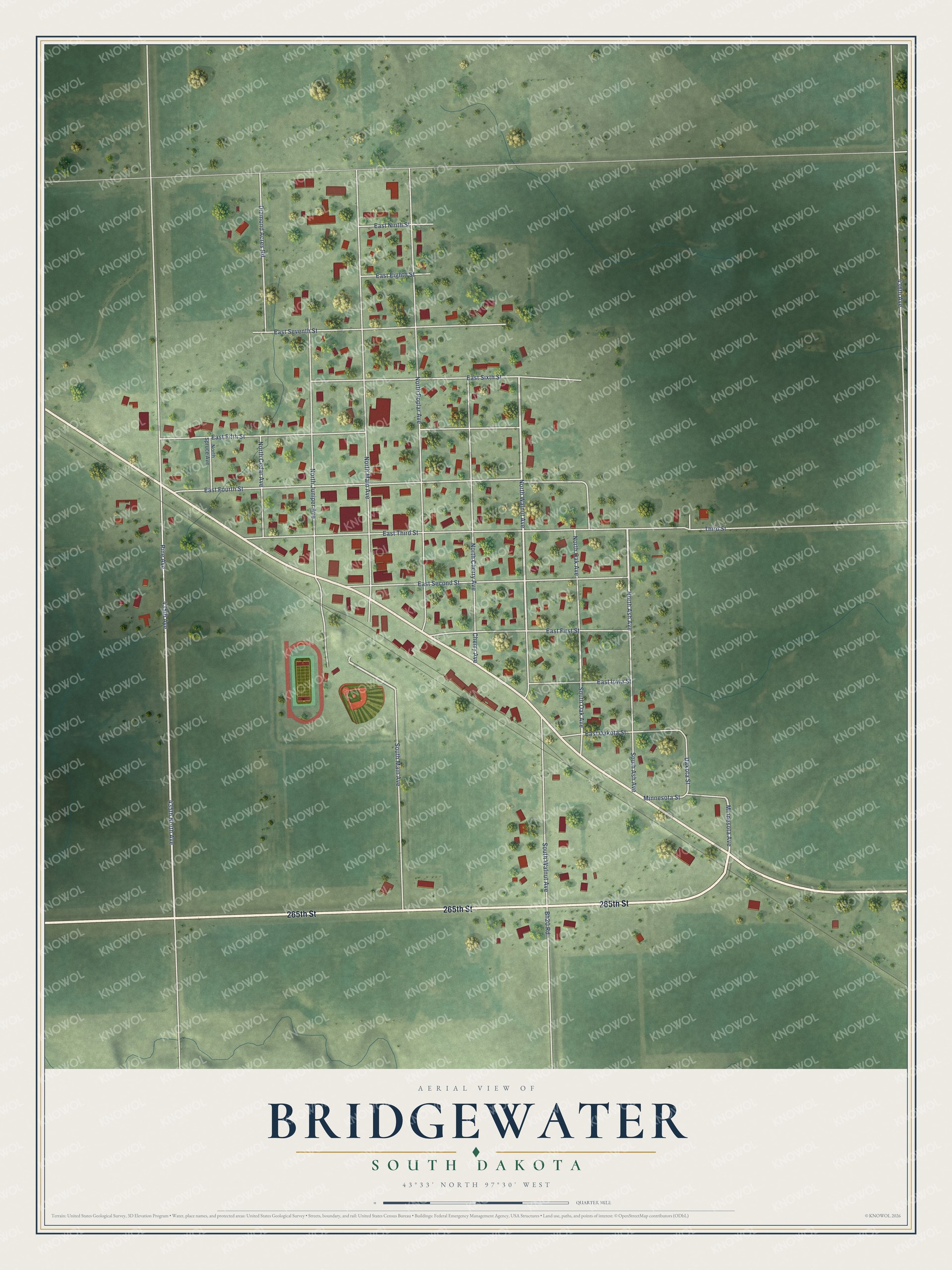 Watermarked full-map preview of Bridgewater, South Dakota