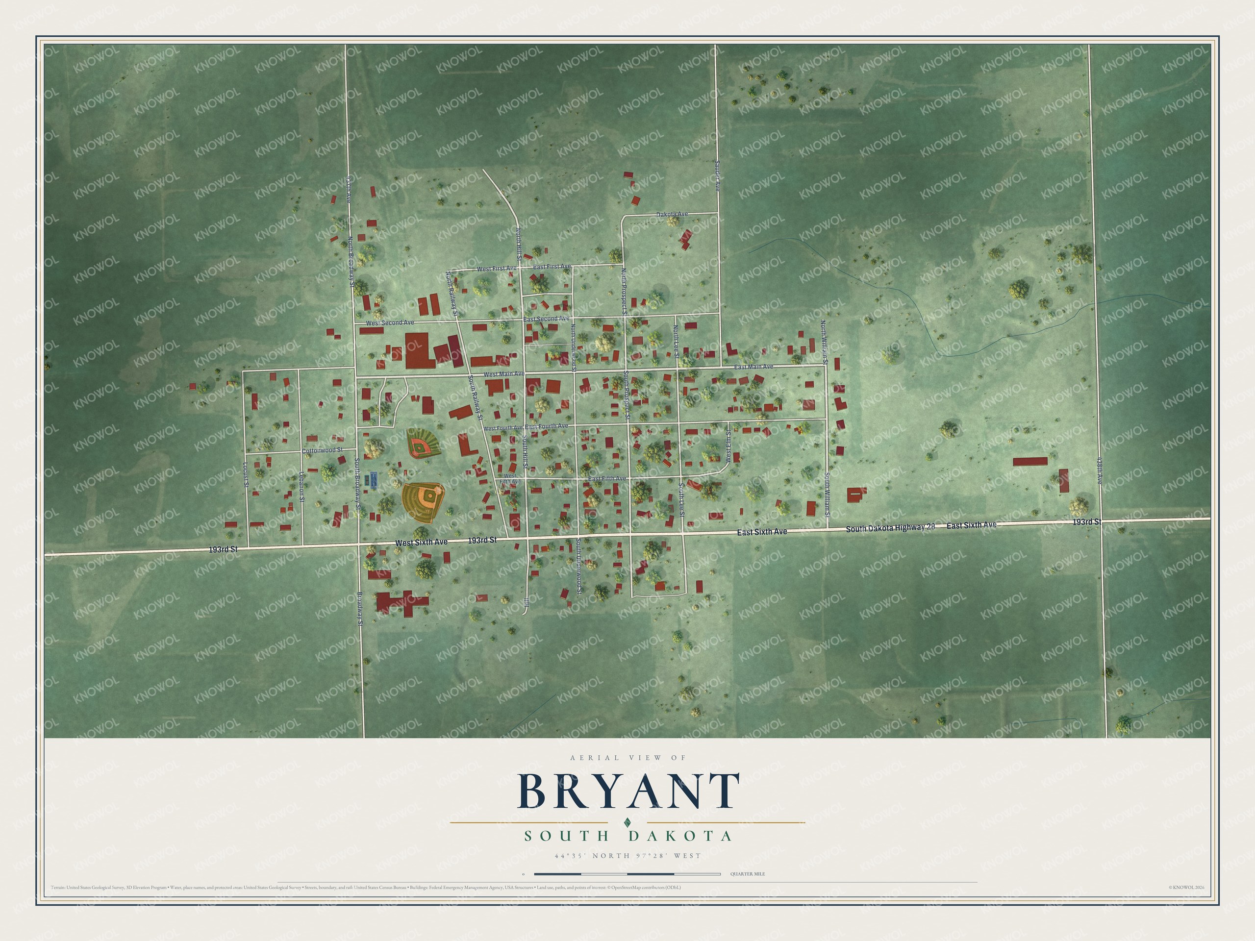 Watermarked full-map preview of Bryant, South Dakota