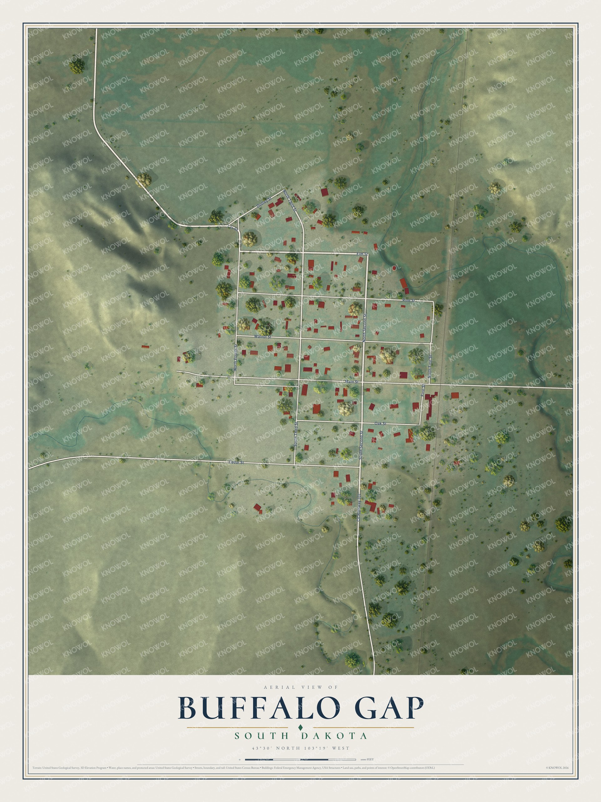 Watermarked full-map preview of Buffalo Gap, South Dakota