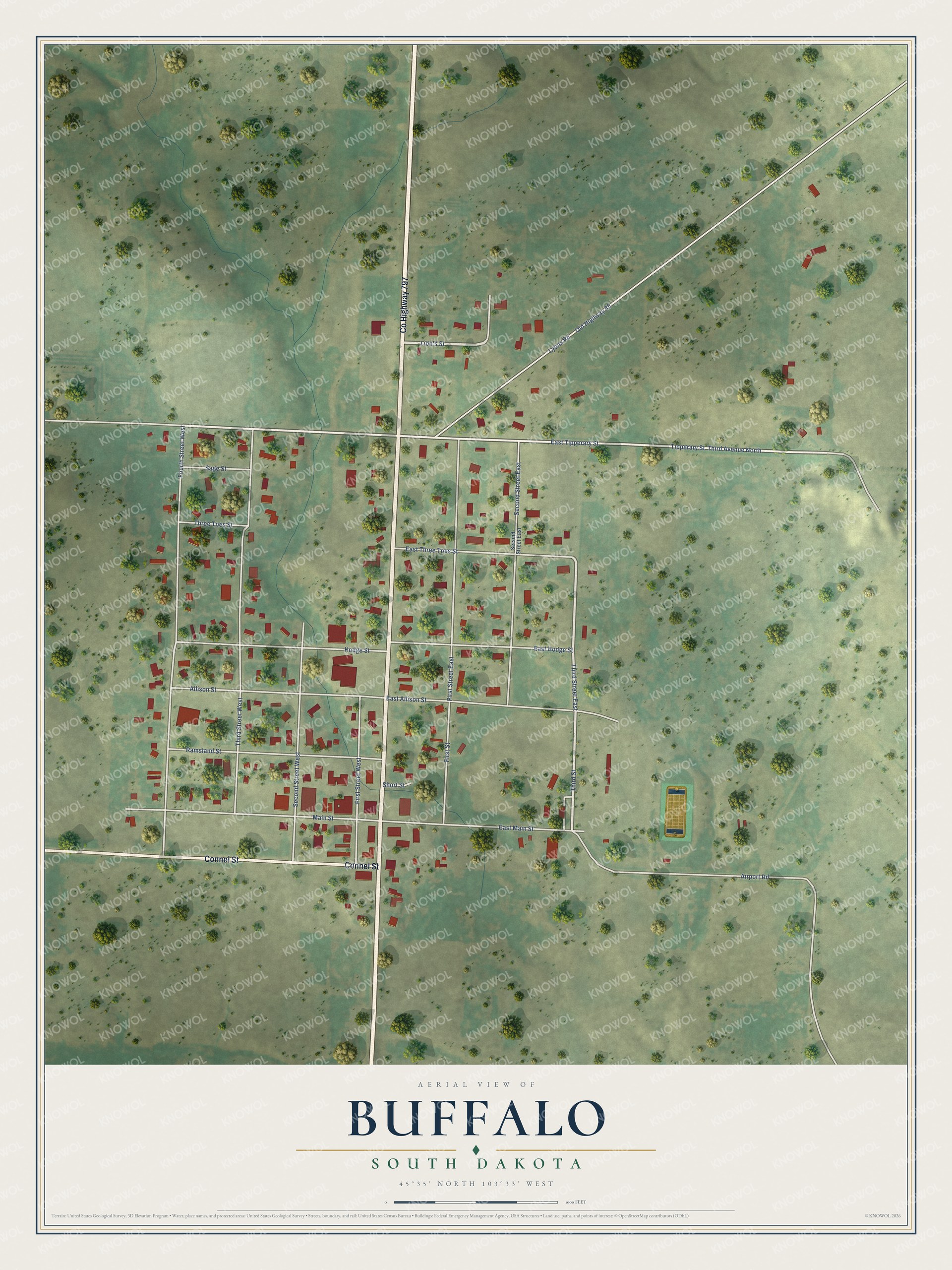 Watermarked full-map preview of Buffalo, South Dakota