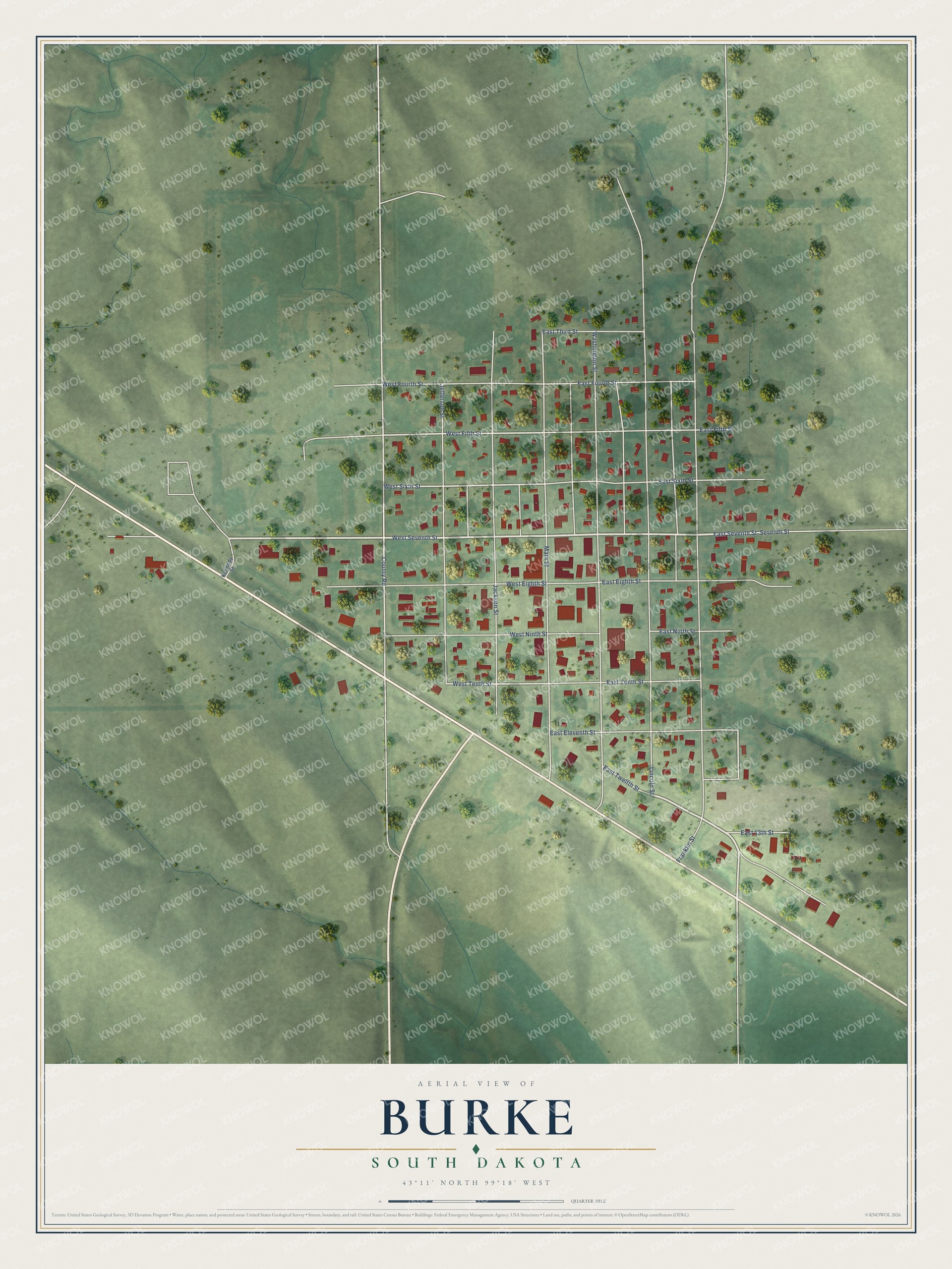 Watermarked full-map preview of Burke, South Dakota
