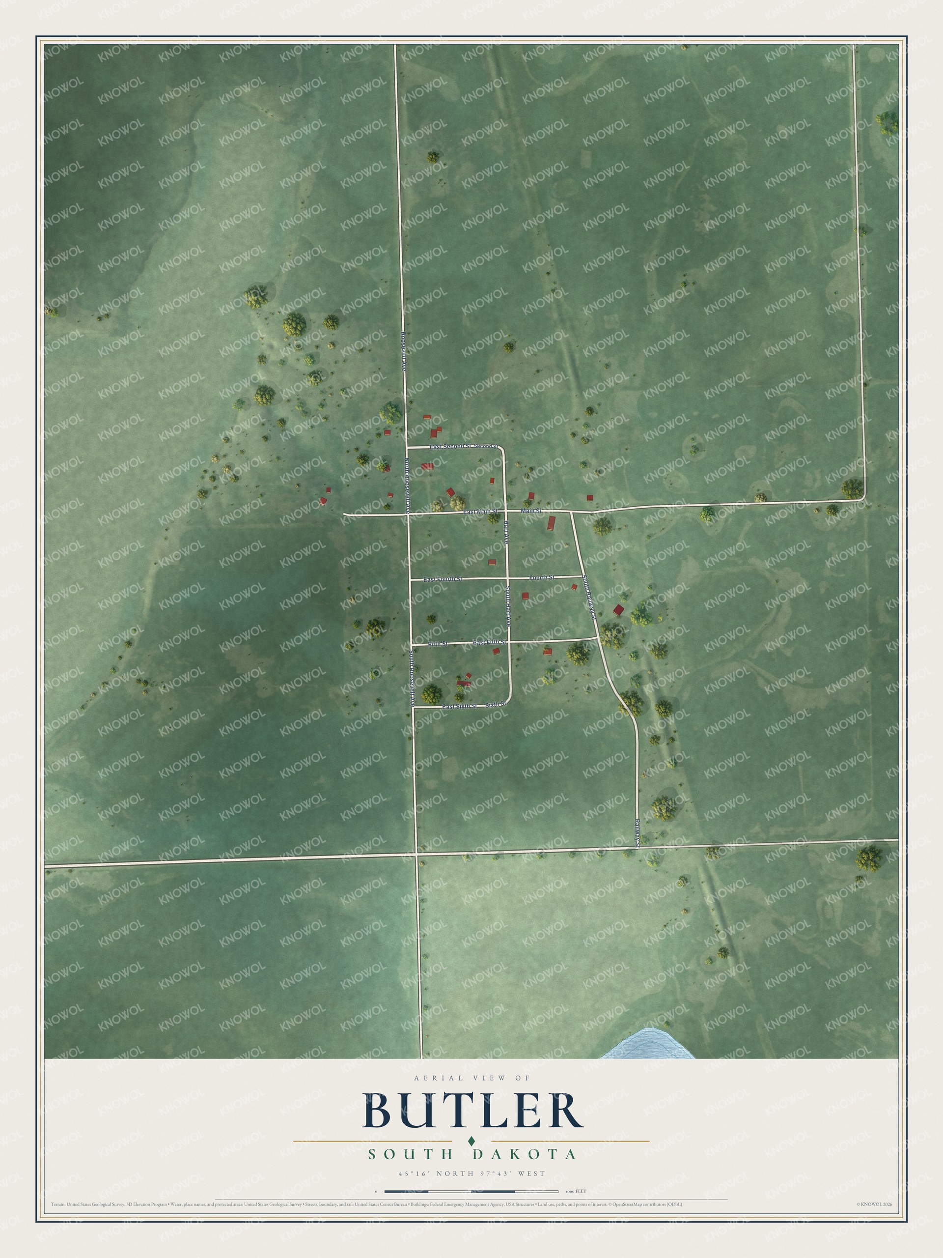 Watermarked full-map preview of Butler, South Dakota