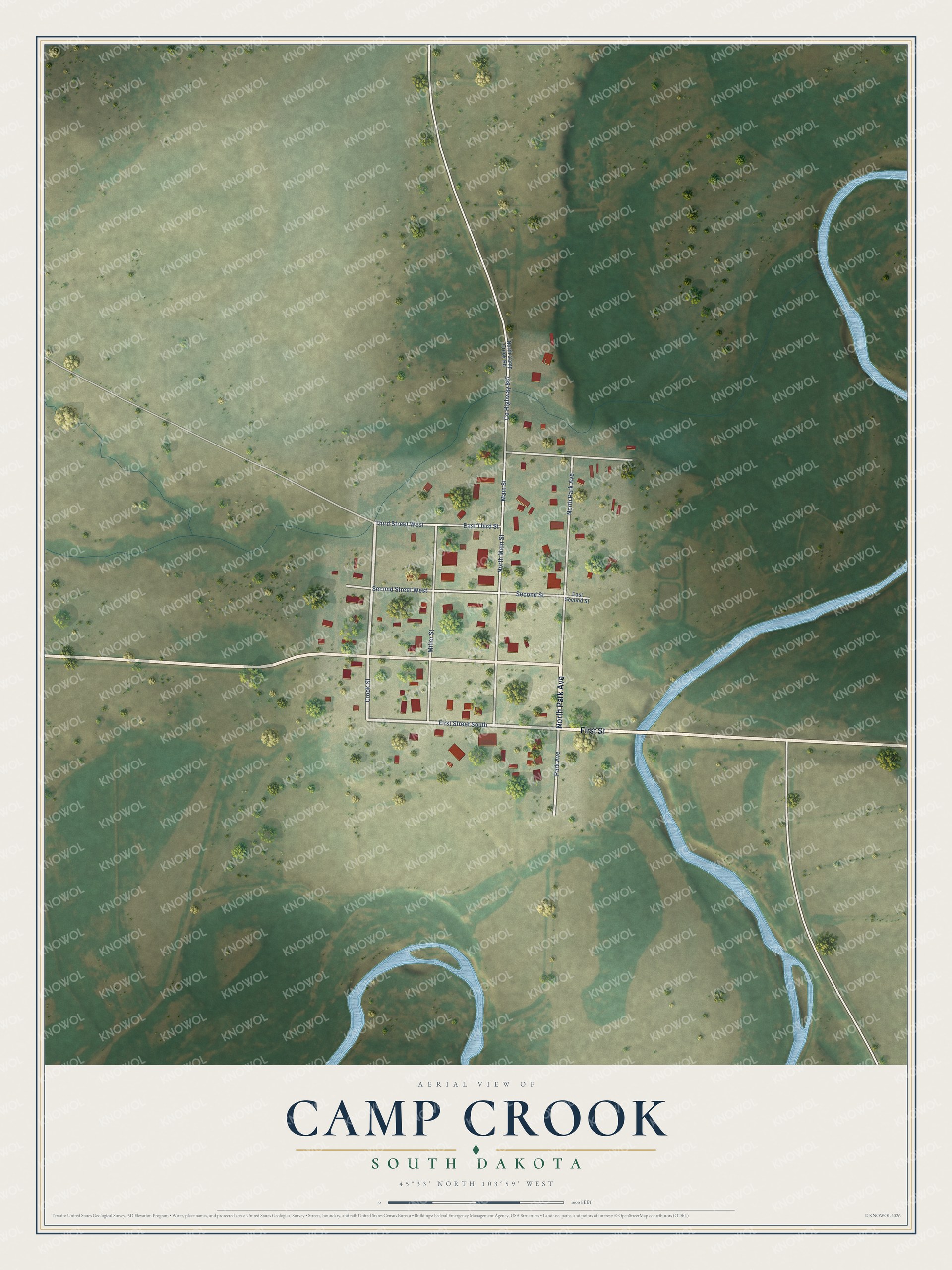 Watermarked full-map preview of Camp Crook, South Dakota