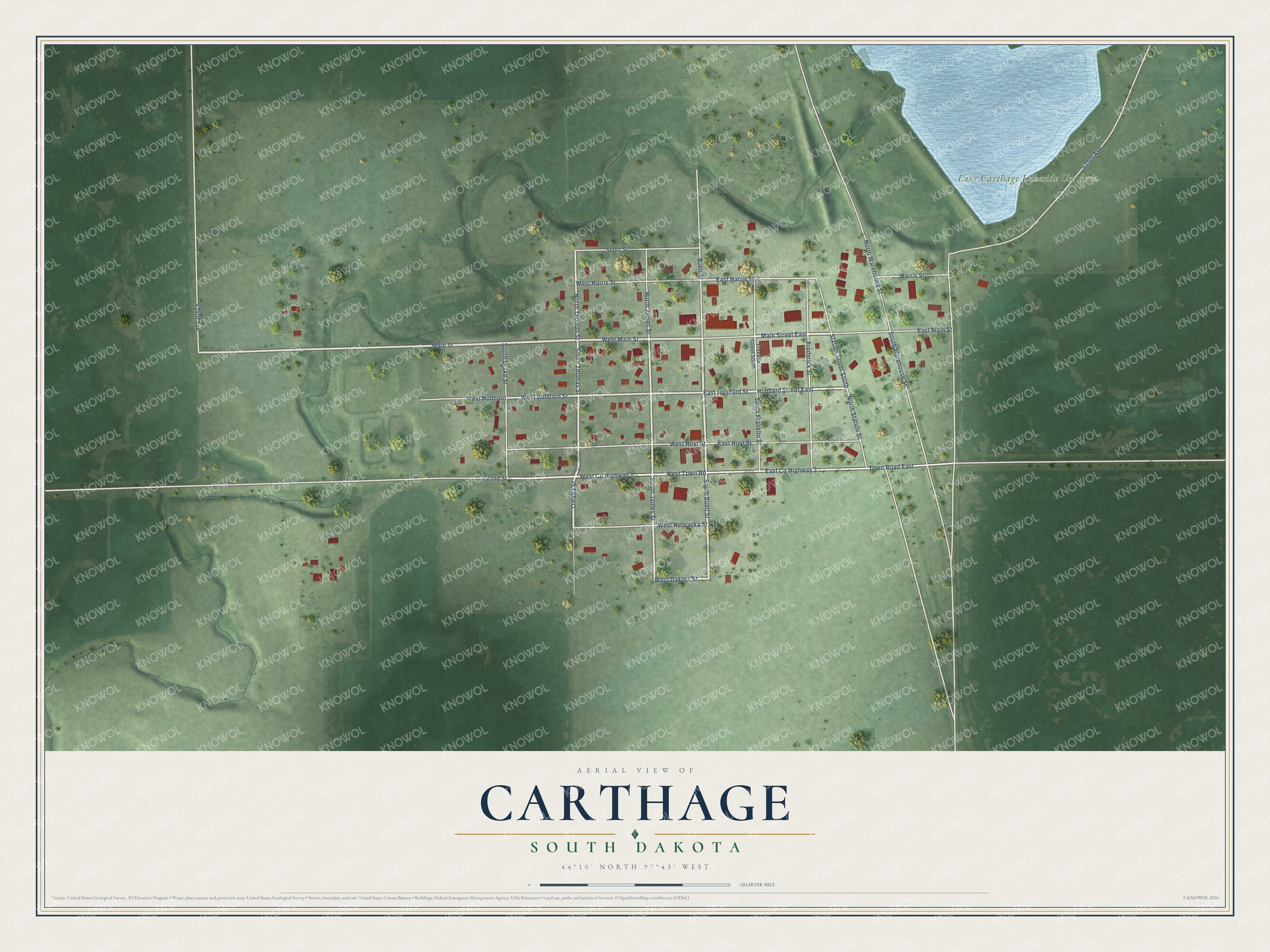 Watermarked full-map preview of Carthage, South Dakota