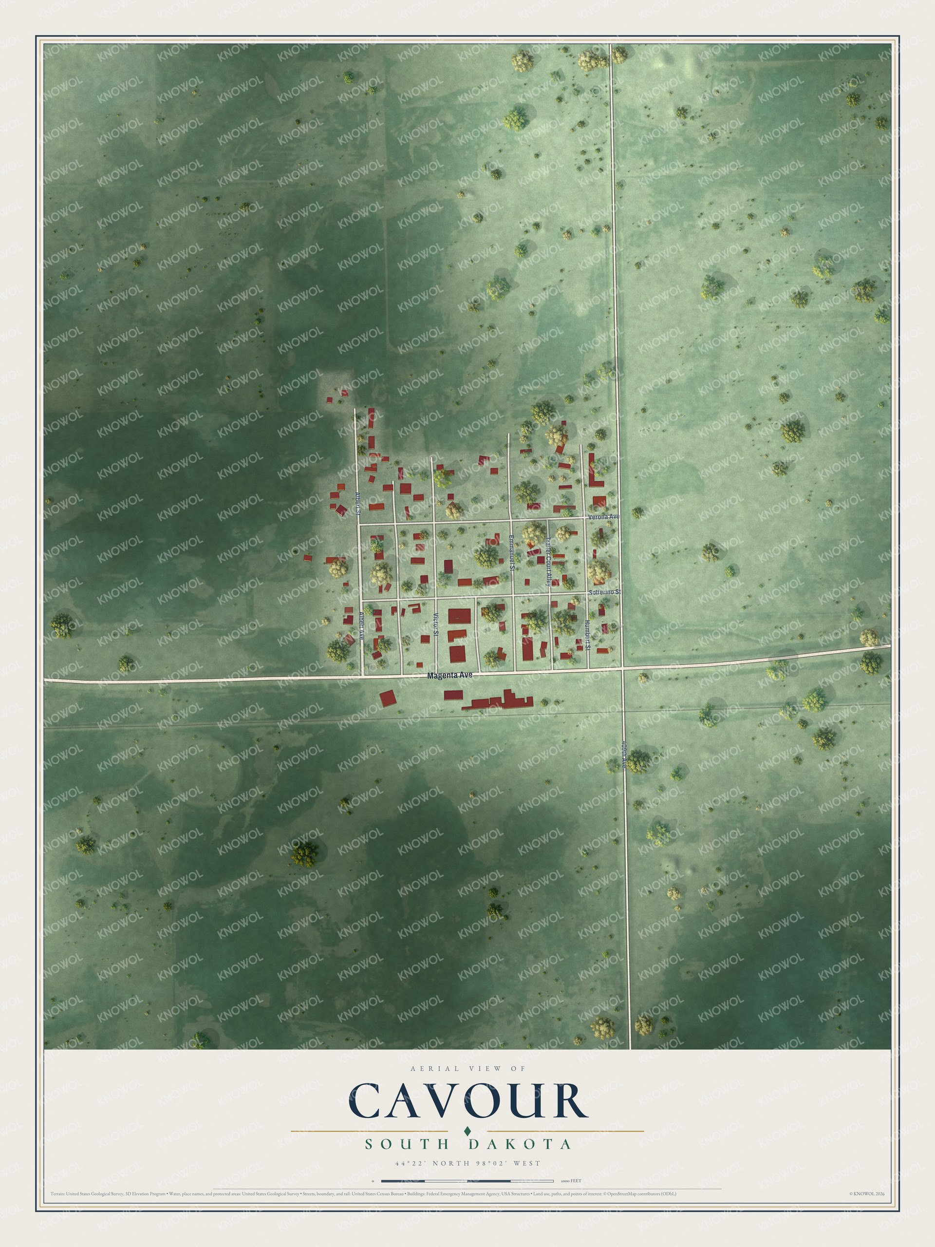 Watermarked full-map preview of Cavour, South Dakota