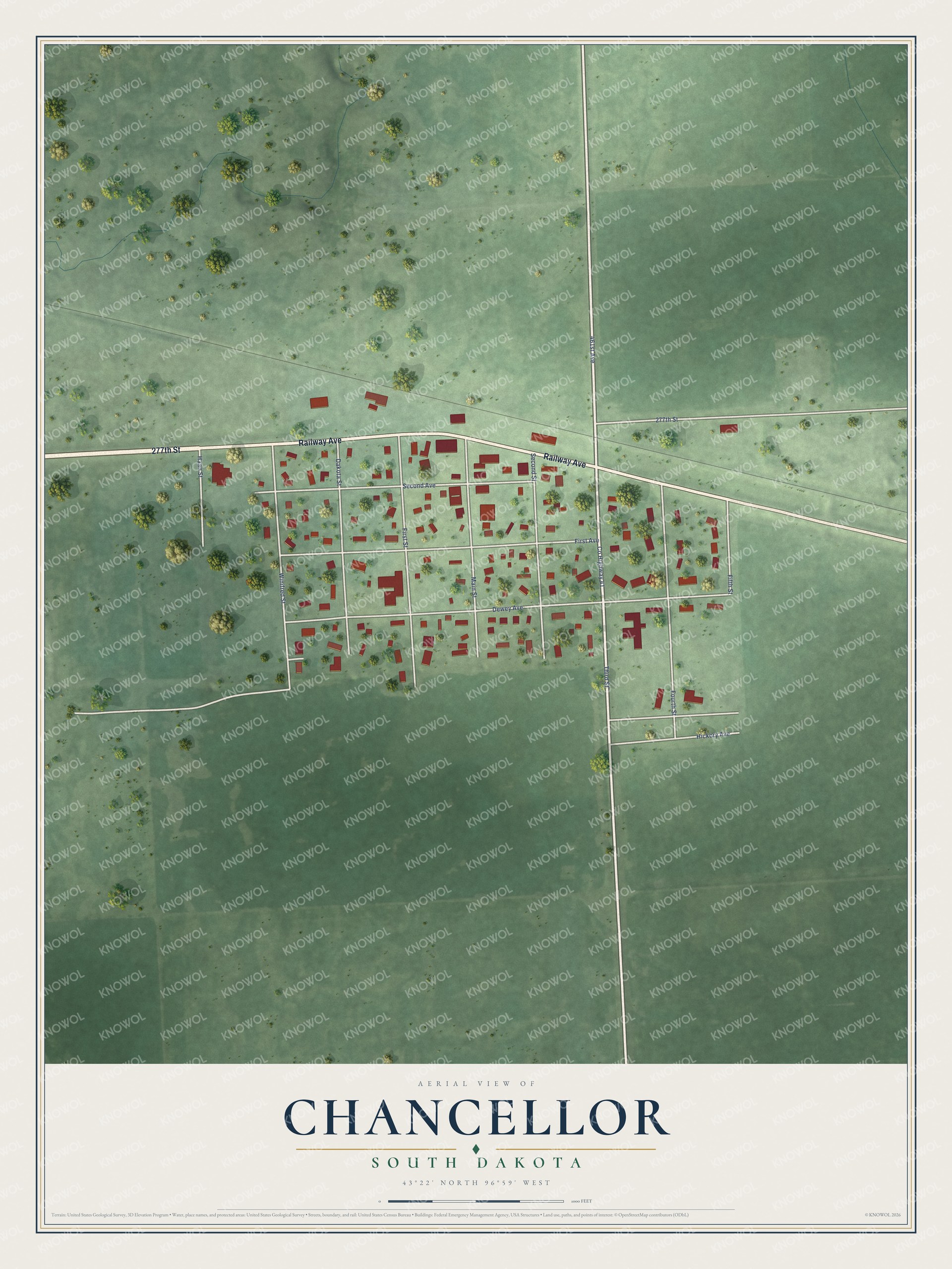 Watermarked full-map preview of Chancellor, South Dakota