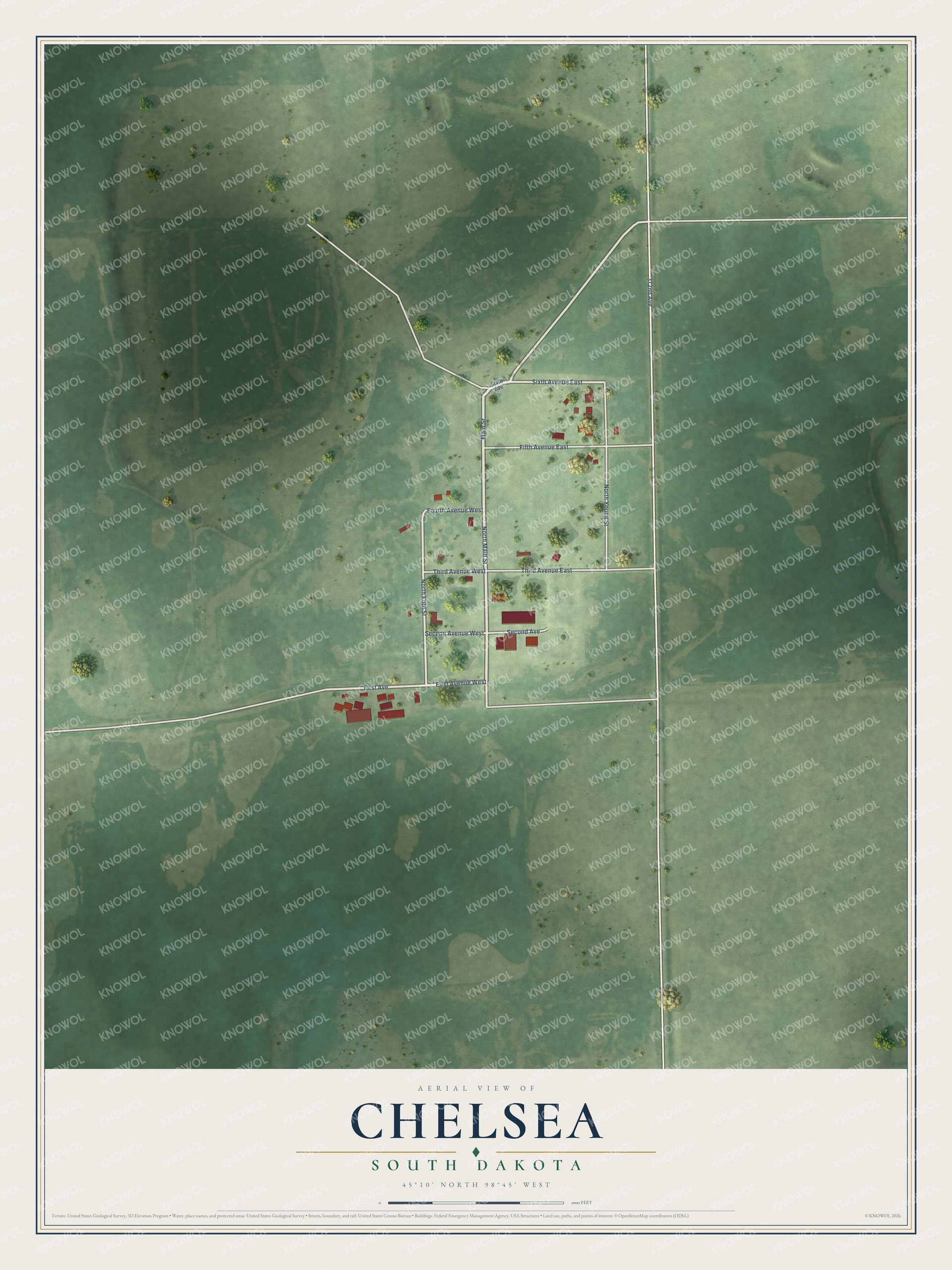 Watermarked full-map preview of Chelsea, South Dakota