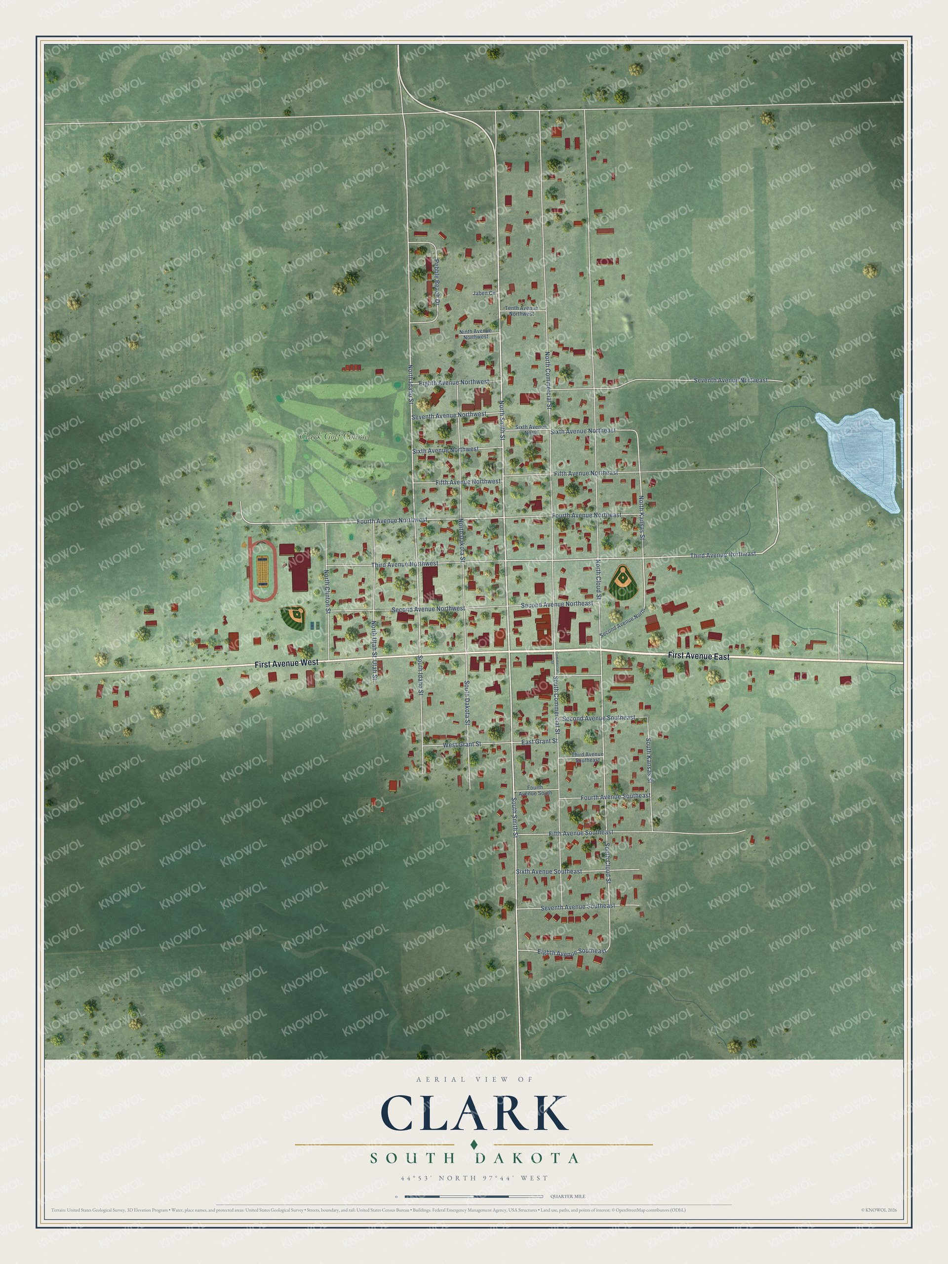 Watermarked full-map preview of Clark, South Dakota