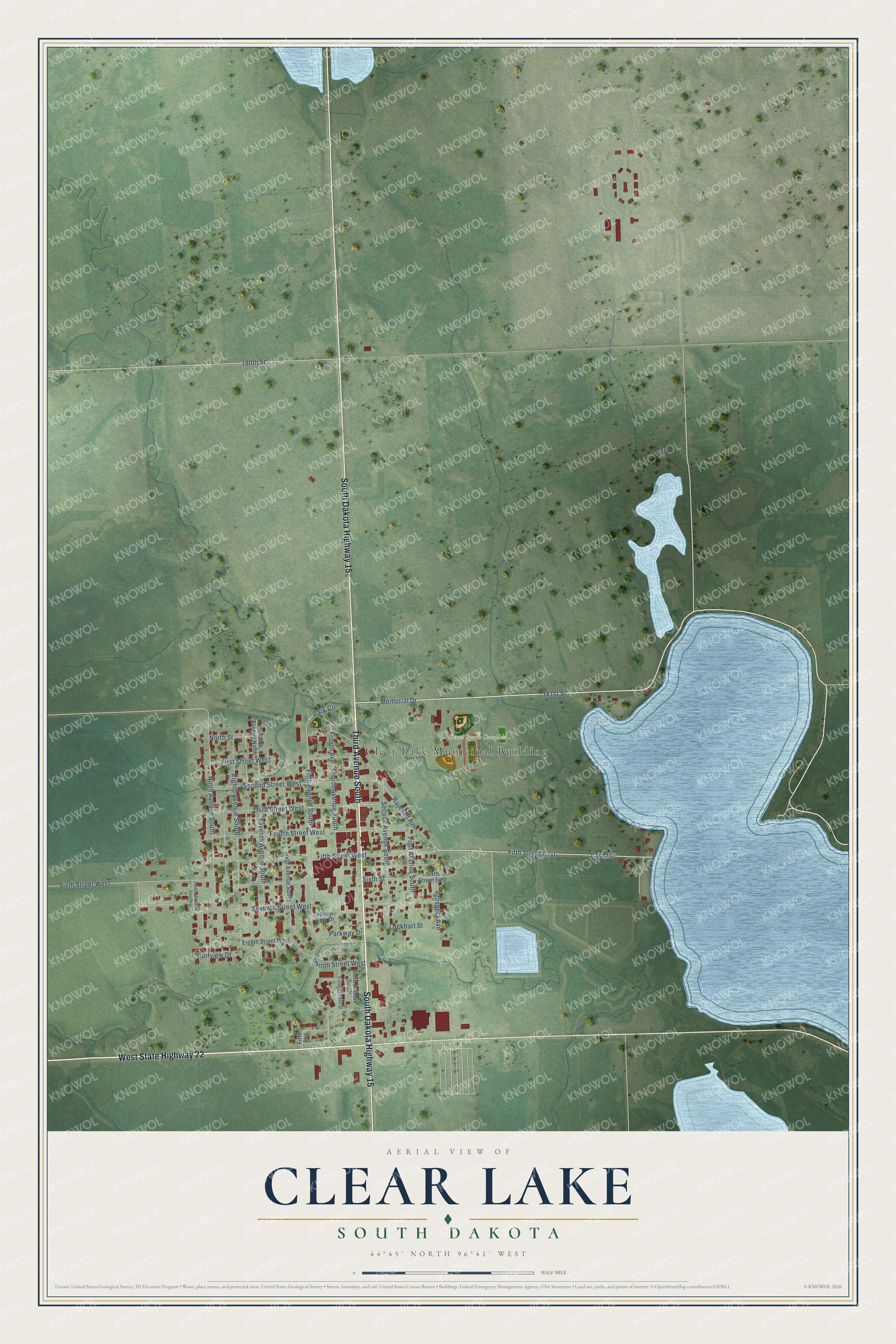 Watermarked full-map preview of Clear Lake, South Dakota