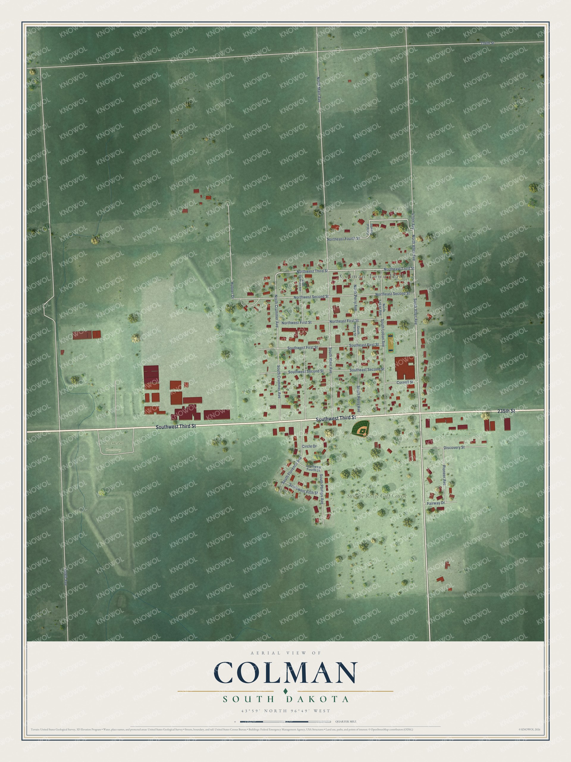 Watermarked full-map preview of Colman, South Dakota