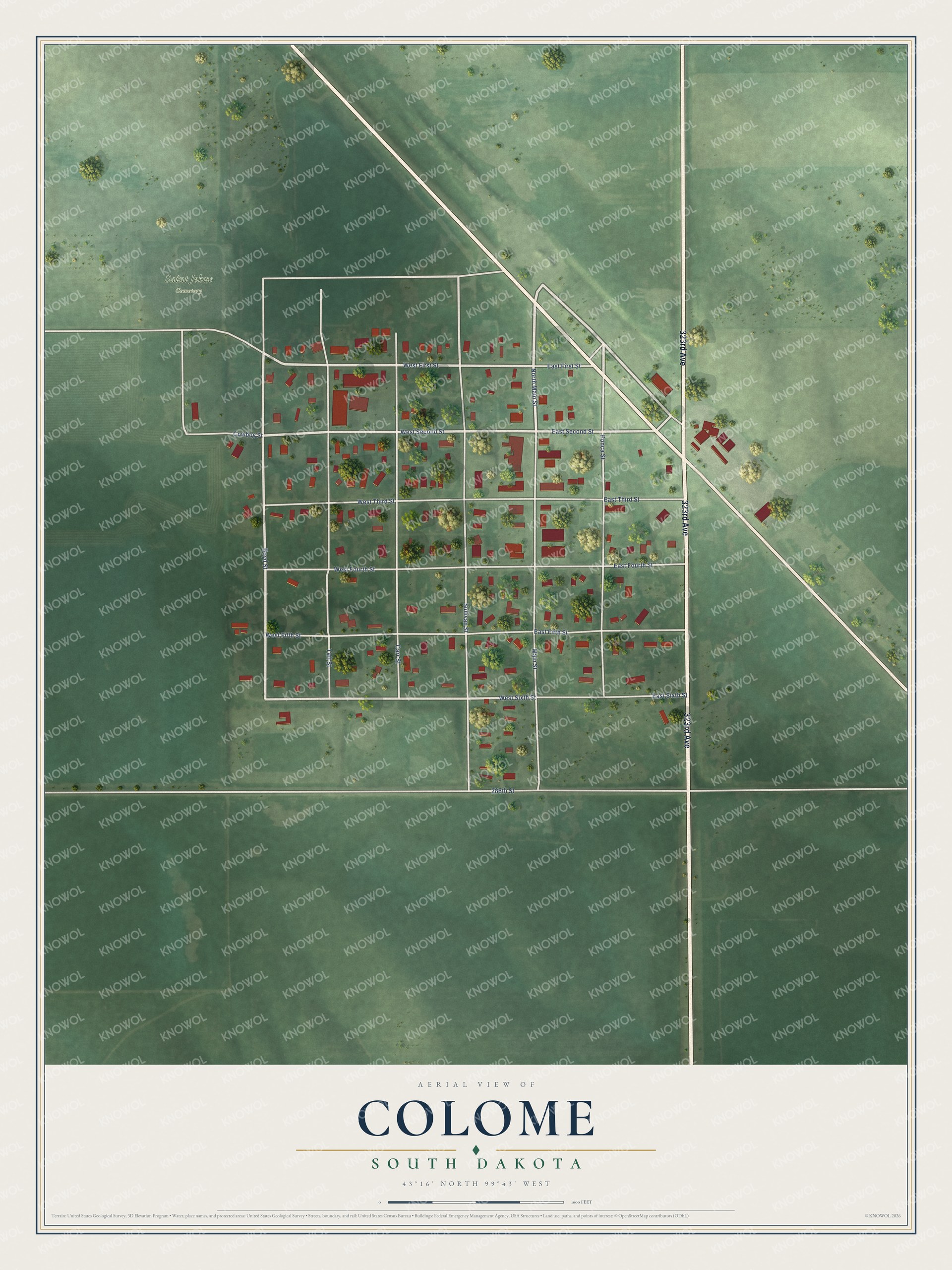 Watermarked full-map preview of Colome, South Dakota