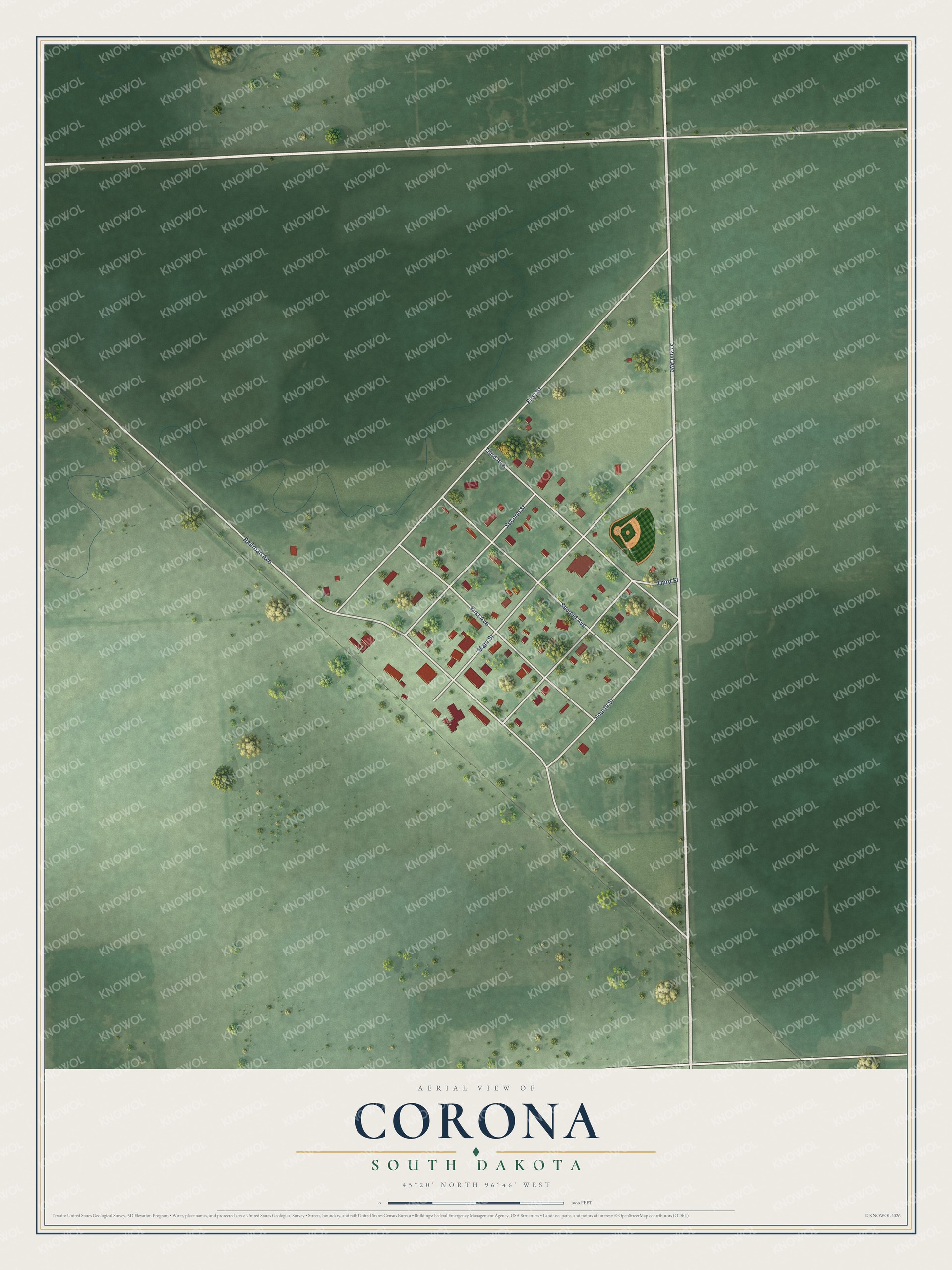 Watermarked full-map preview of Corona, South Dakota